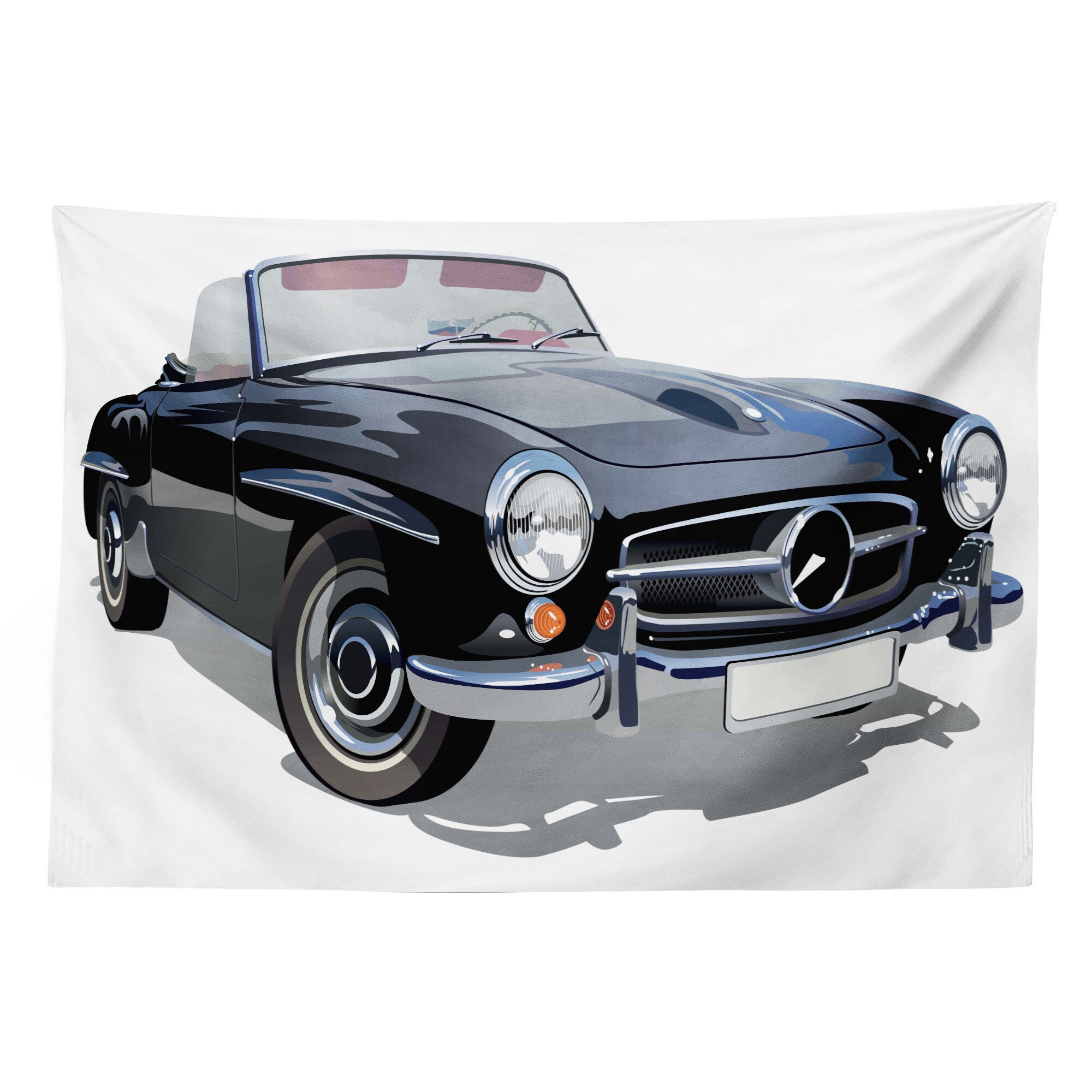 Abakuhaus Wandteppich aus Weiches Mikrofaser Stoff Für das Wohn und Schlafzimmer, rechteckig, Autos Klassisches Retro Fahrzeug