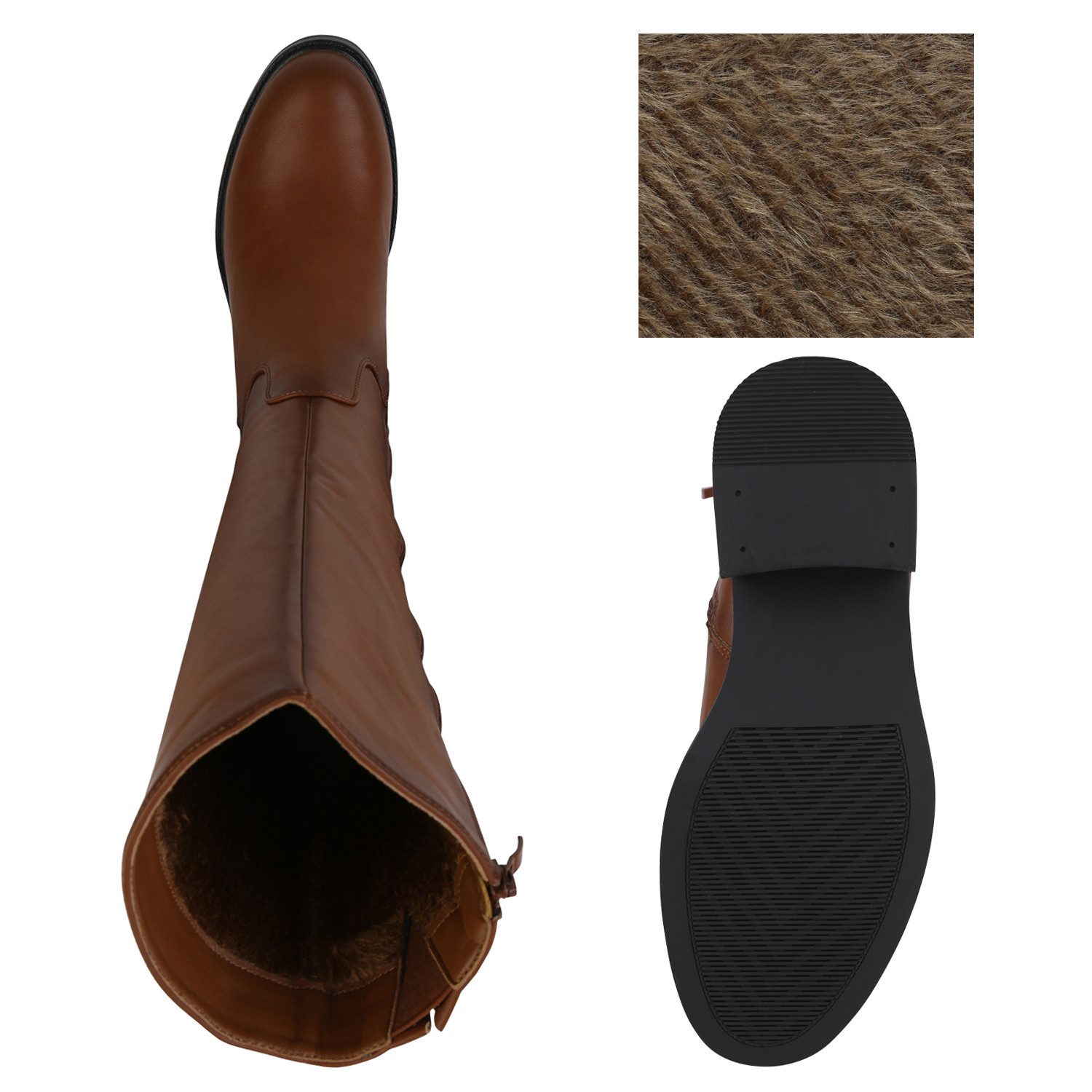 VAN HILL 840749 Stiefel Damen Leicht Gefütterte Klassische Stiefel Holzoptikabsatz