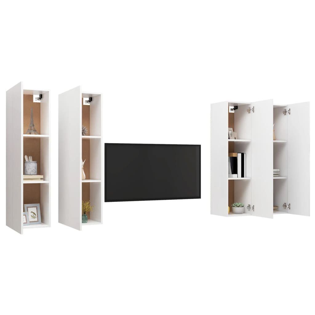 furnicato TV-Schrank TV-Schränke Stk. 30,5x30x110 4 Weiß cm Holzwerkstoff