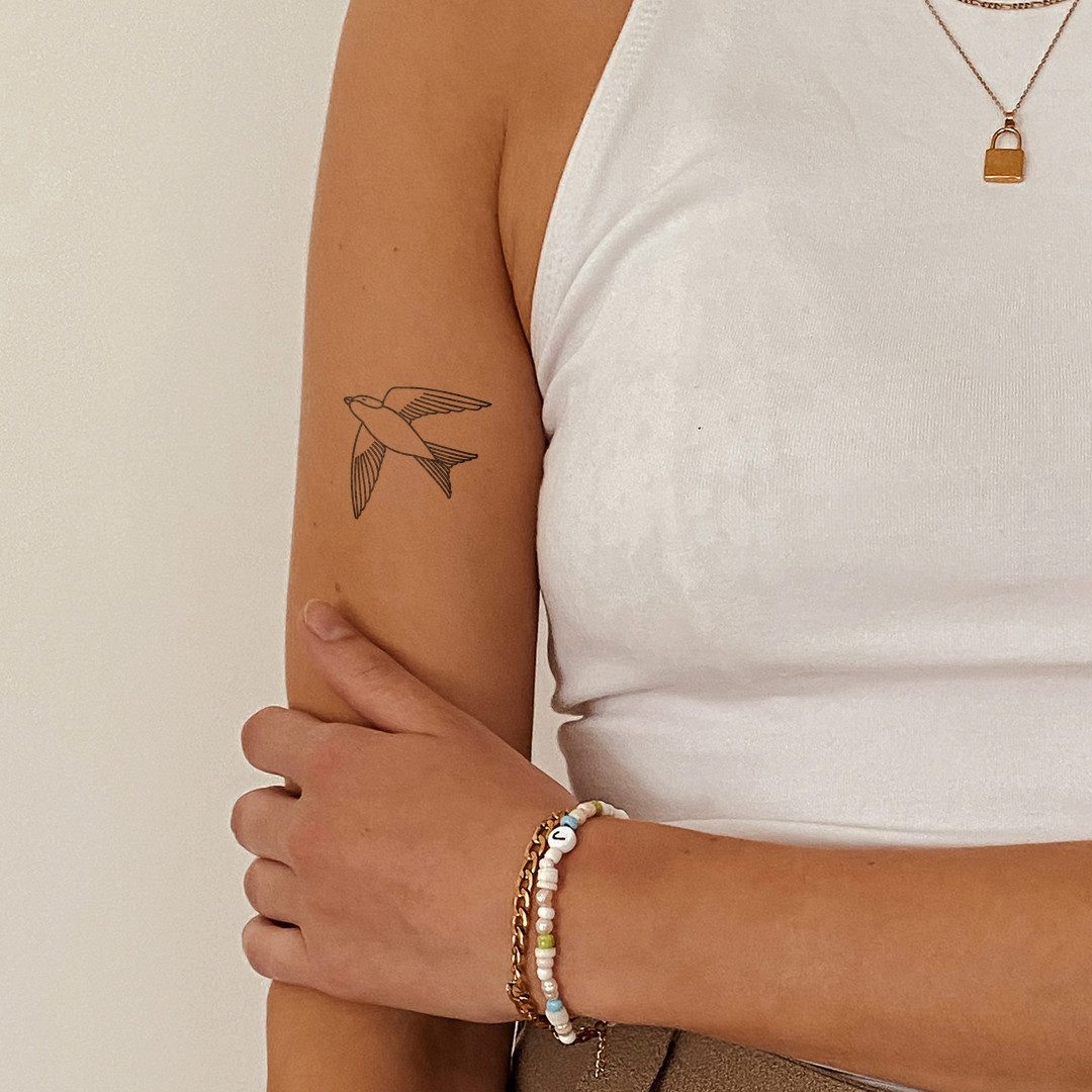 Inkster Schmuck-Tattoo Blaumeise, wasserfestes temporäres Tattoo, 2 Wochen Halt