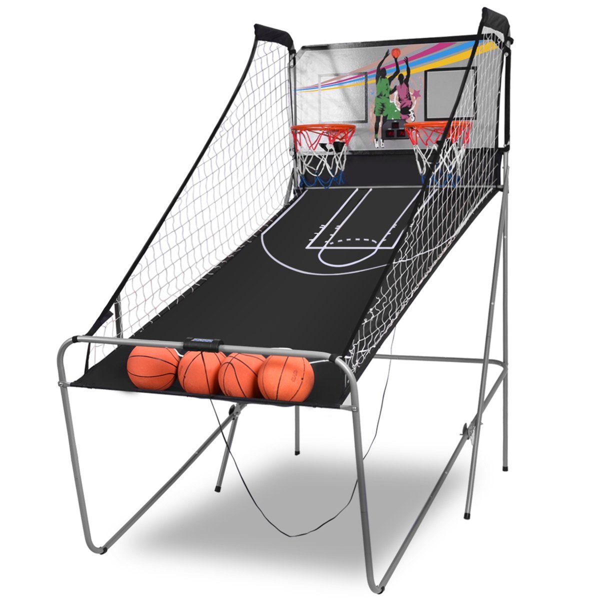 COSTWAY Basketballkorb Arcade-Basketballspiel, inkl. 4 М'ячіn, klappbar