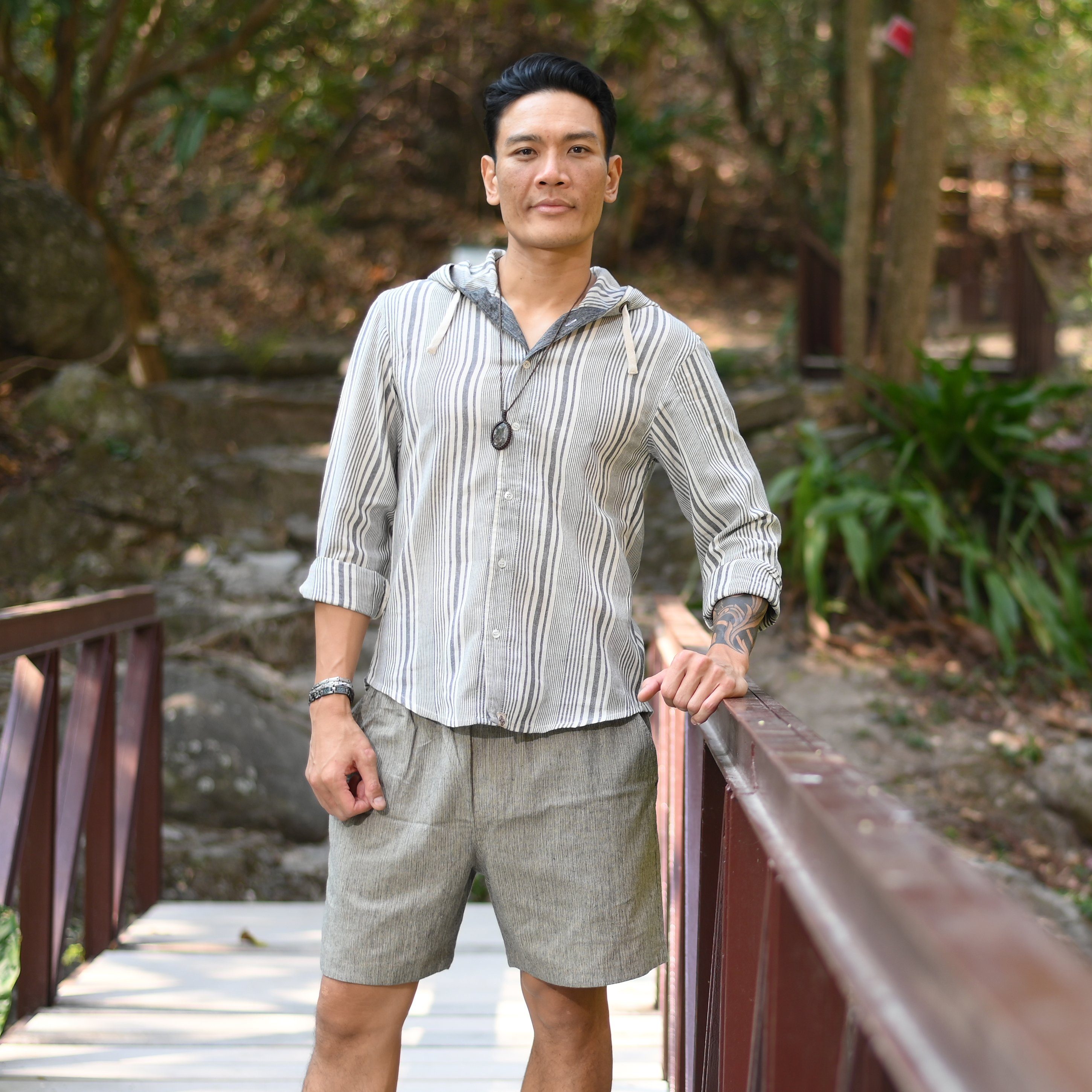 virblatt Шорты Kurze Hose Herren, Baumwolle, Sommerhose Herren Шорты Hippie 2 Eingriffstaschen