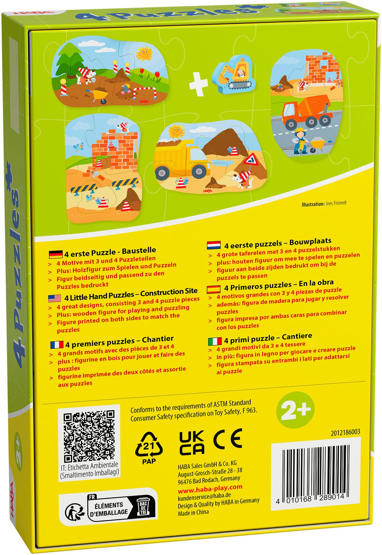 Haba Puzzle 4 erste Puzzles Baustelle, 14 Puzzleteile günstig online kaufen