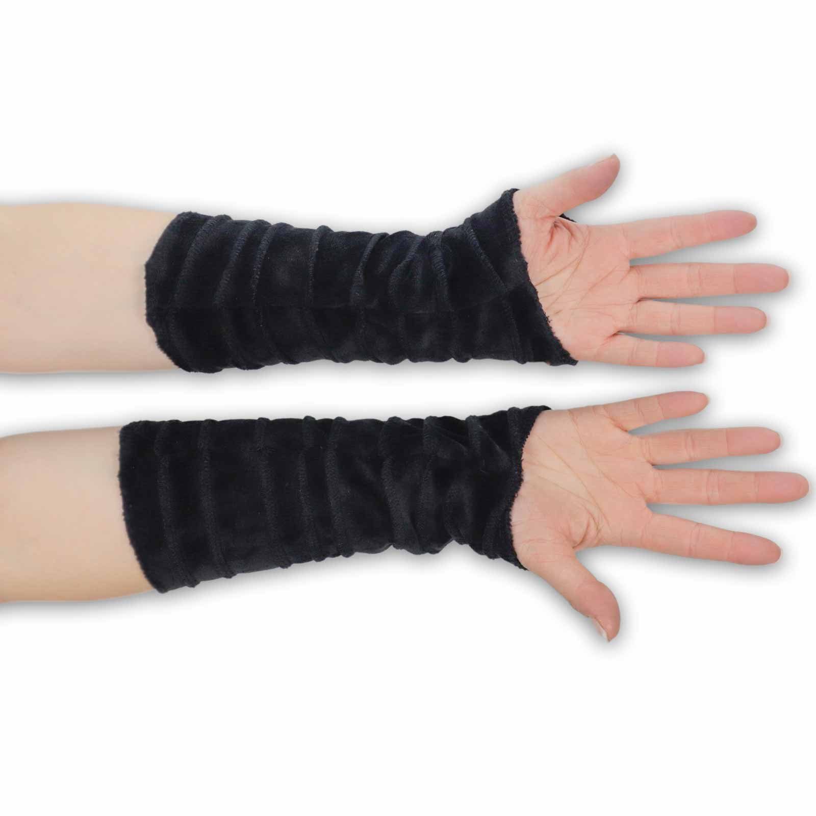 Armstulpen / Samt Stulpen Armstulpen Handschuhe KUNST UND MAGIE Kunst und Magie Handwärmer Black Schwarz