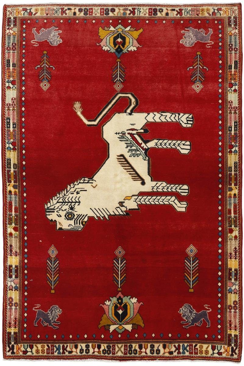 Orientteppich Ghashghai Figural 146x221 Handgeknüpfter Orientteppich, Nain Trading, rechteckig, Höhe: 12 mm