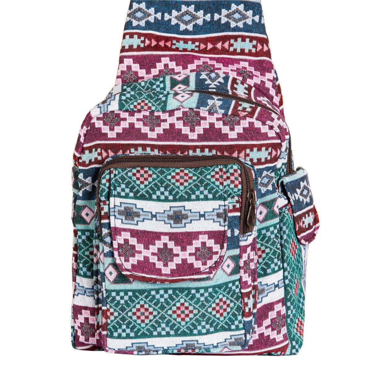 wie aus PANASIAM einer, Rucksack WOV11 ein Webdesign Baumwolle kleiner kleine Schultertasche Handtasche auch fester auf Freizeittasche Schulter tragbar Umhängetasche