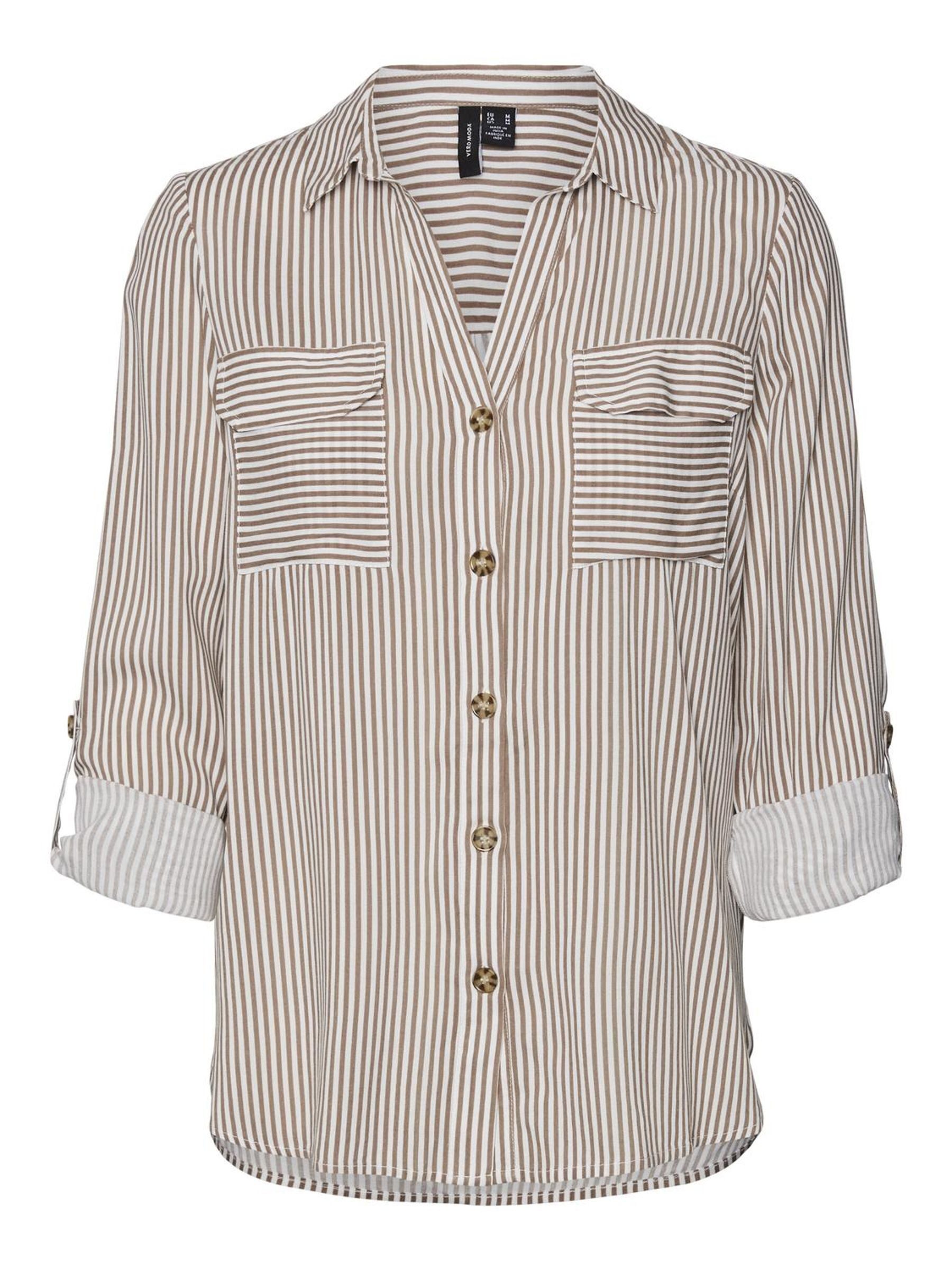 Vero Moda Blusenshirt Legeres Blusen mit Brusttaschen Krempelärmel VMBUMPY VMBUMPY L/S SHIRT NEW WVN GA NOOS
