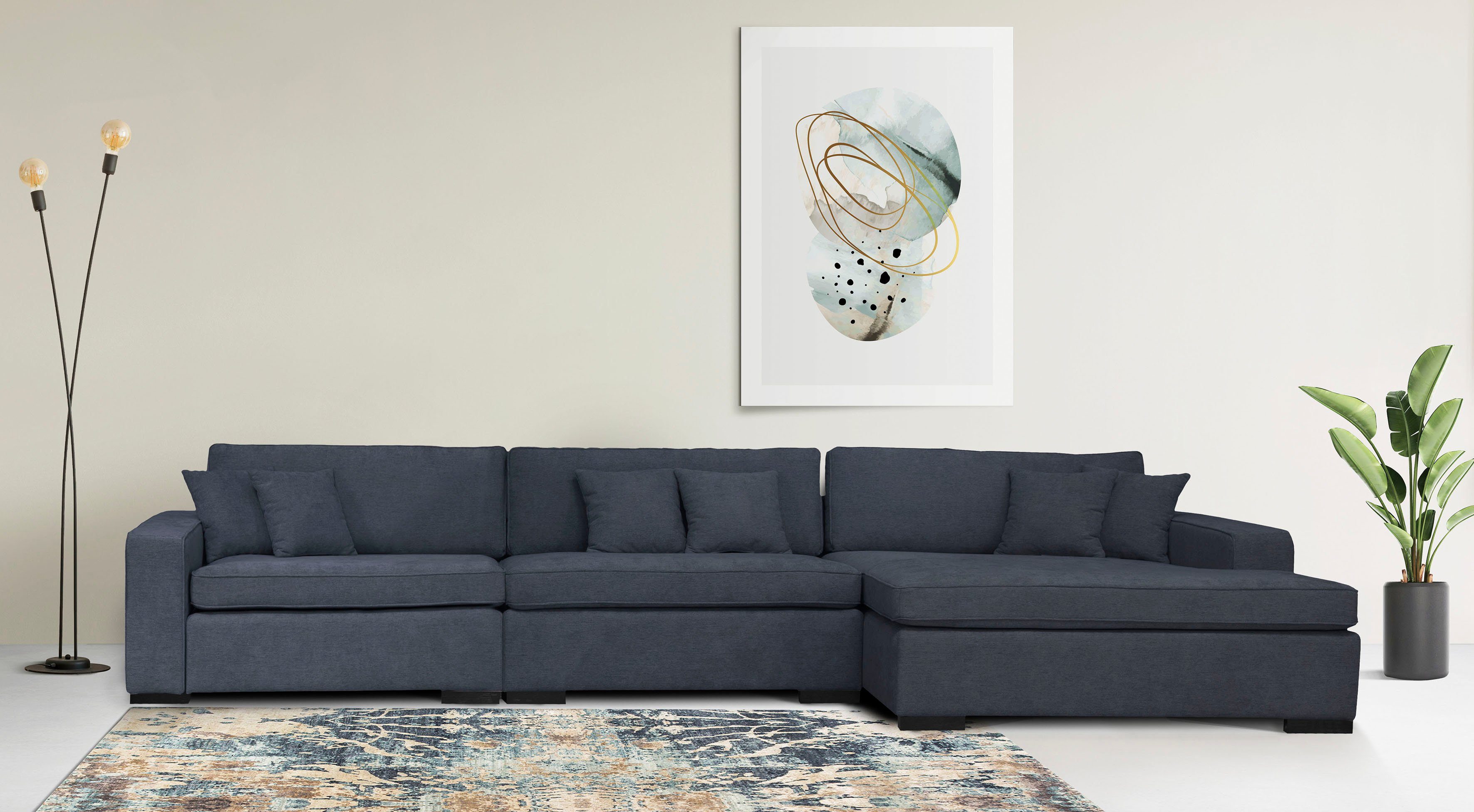 Home affaire Ottomane Skara L-Form, Lounge-Sofa mit Federkernpolsterung, in vielen Bezugsvarianten