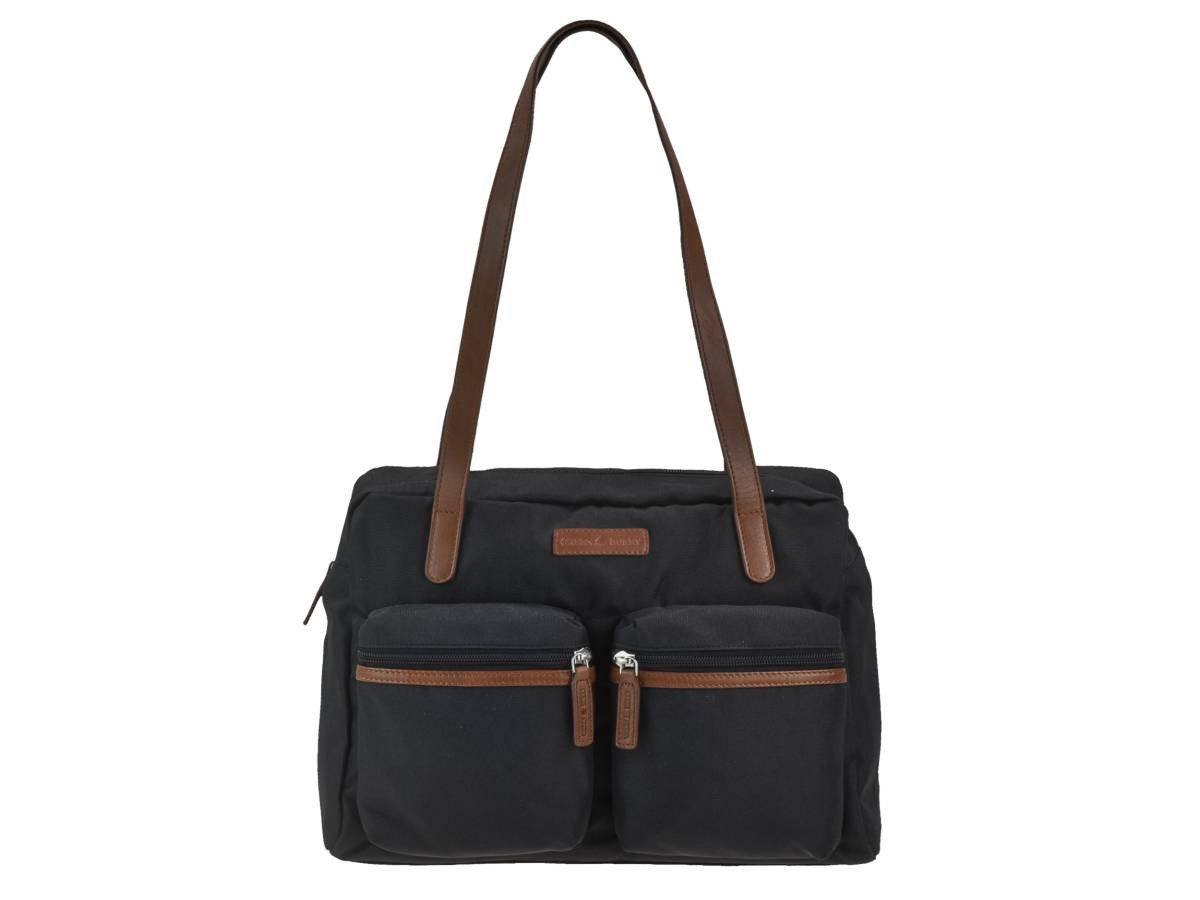 Greenburry Shopper "Emily" Nylon Schultertasche 35x24cm, leicht, kompakt, praktisch, lange Gurte, schwarz