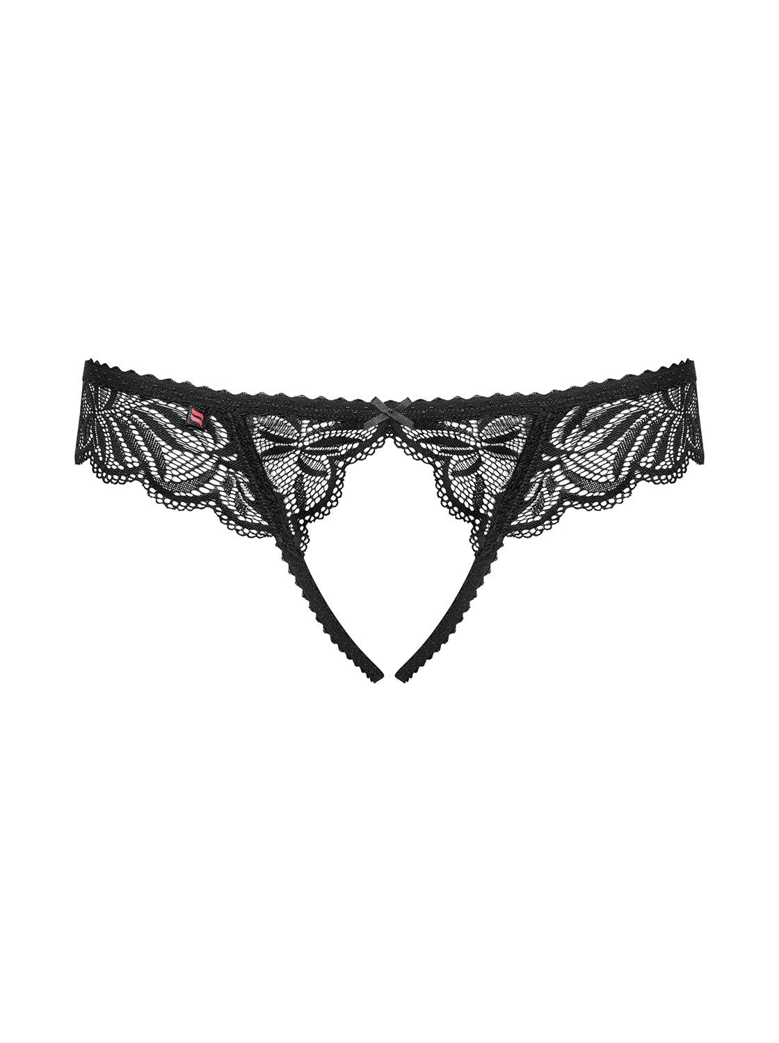 Slip Spitzen Panty schwarz mit Spitze Stretch Crotchless ouvert Frauen Slip