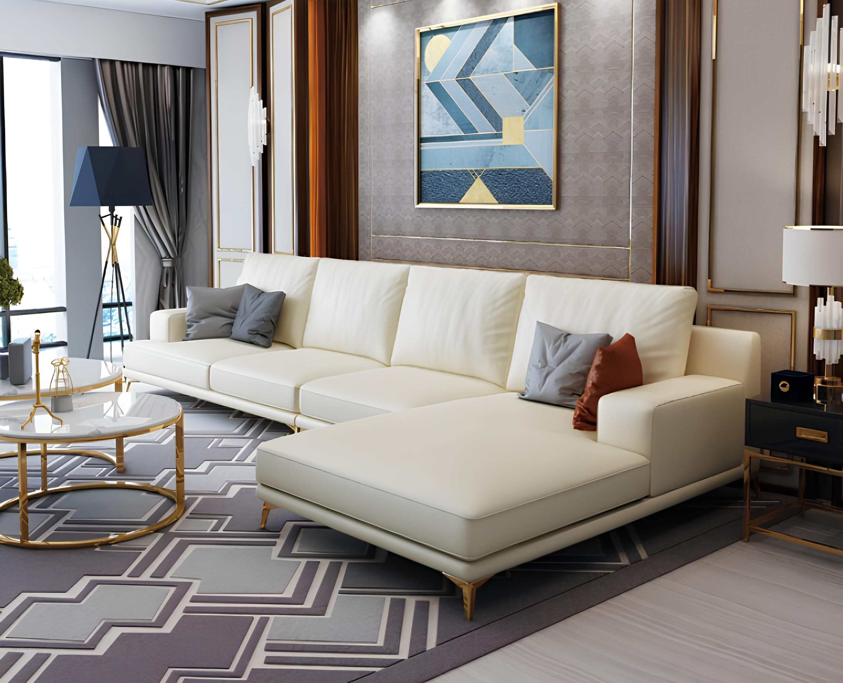 JVmoebel Ecksofa Designer Garnitur Sofa Couch Ecksofa mit Hocker Polster Wohnlandschaft, Made in Europa