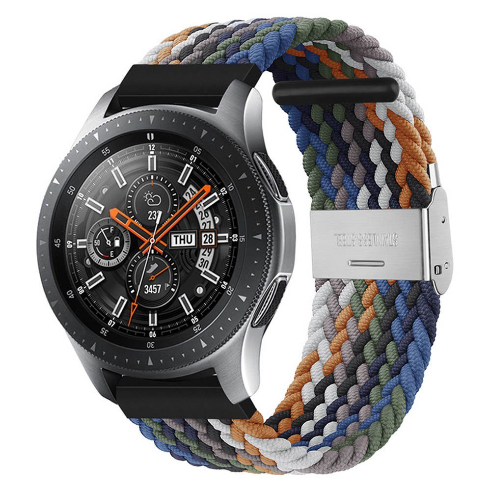 Sunicol Uhrenarmband 20mm/ 22mm, verstellbar, Nylon geflochten, Ersatzarmband mit Schließe Denim Rainbow