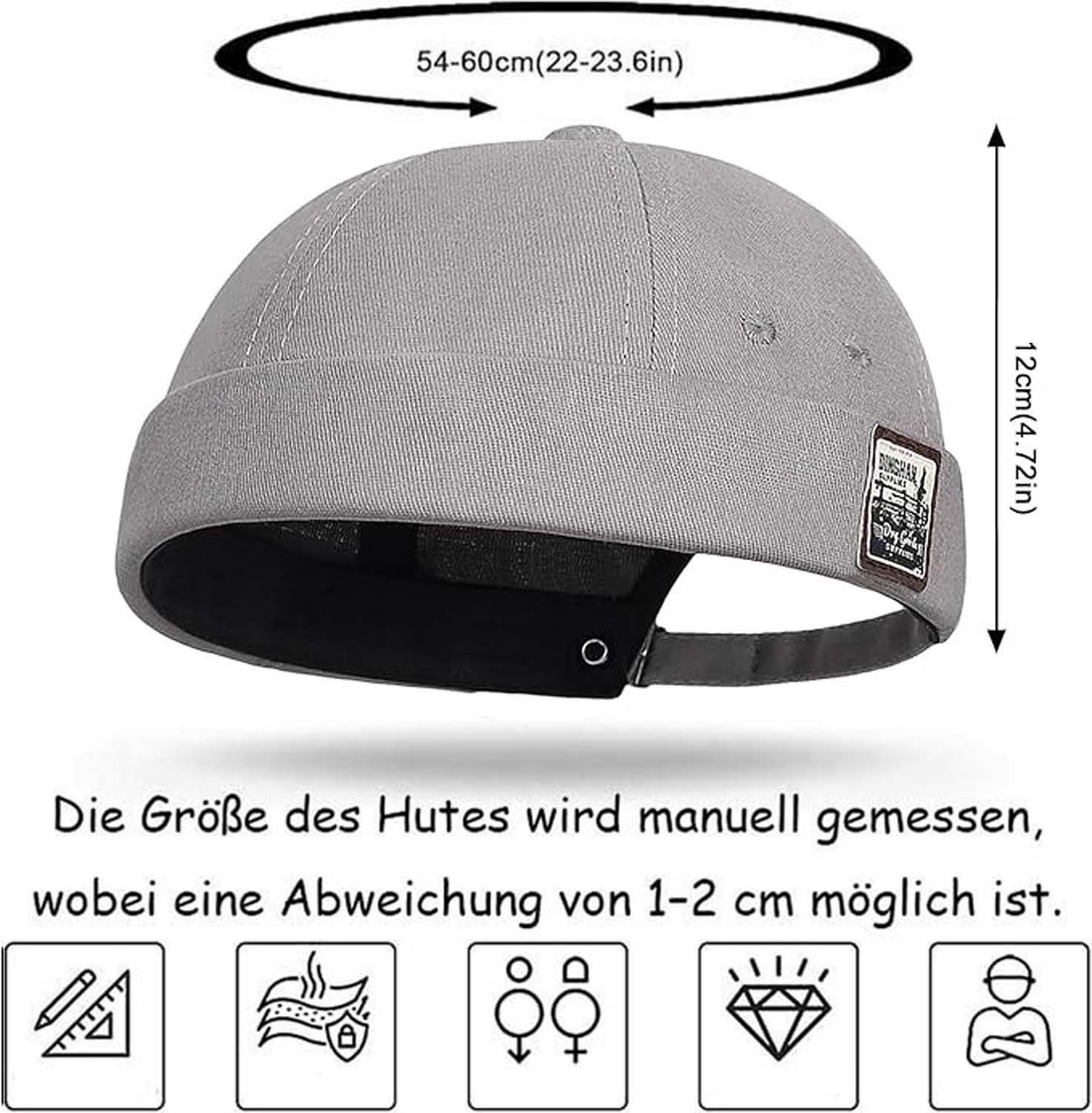 Zaewry Dockermütze für Herren – Verstellbare Seemannsmütze Ohne Schirm