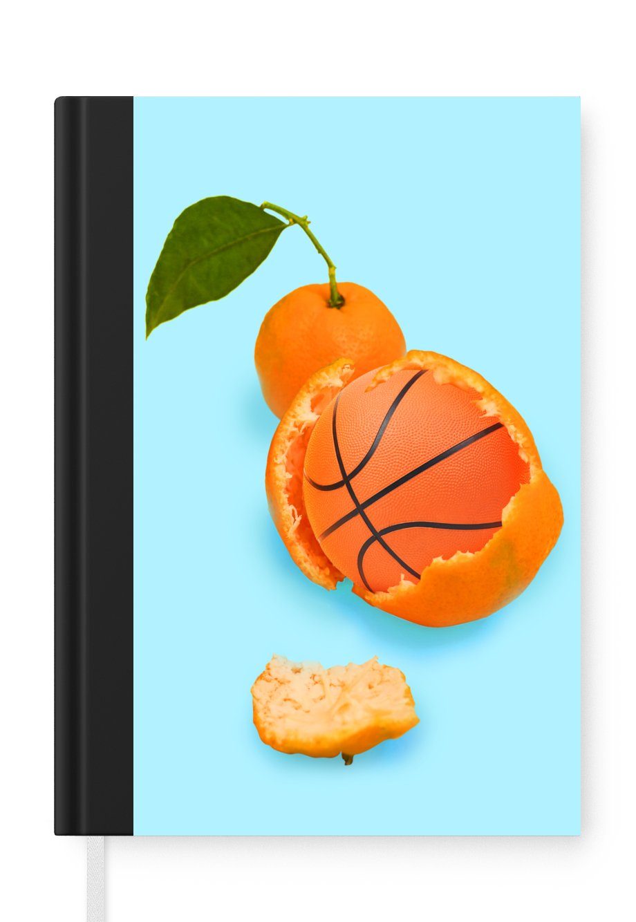 MuchoWow Notizbuch Basketball - Orange - Obst - Orange - Blatt, Journal, Merkzettel, Tagebuch, Notizheft, A5, 98 Seiten, Haushaltsbuch