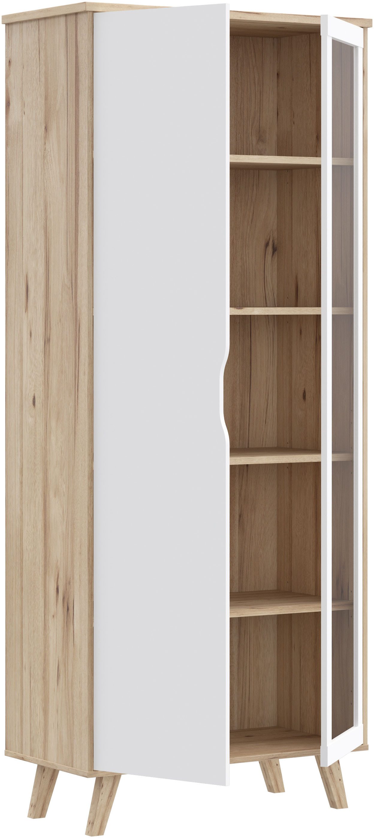 FORTE Vitrine Vankka Stauraumvotrine (B/H/T 84,7/201,5/41,7 cm) Glastüre, Grifflos, zeitloses Design