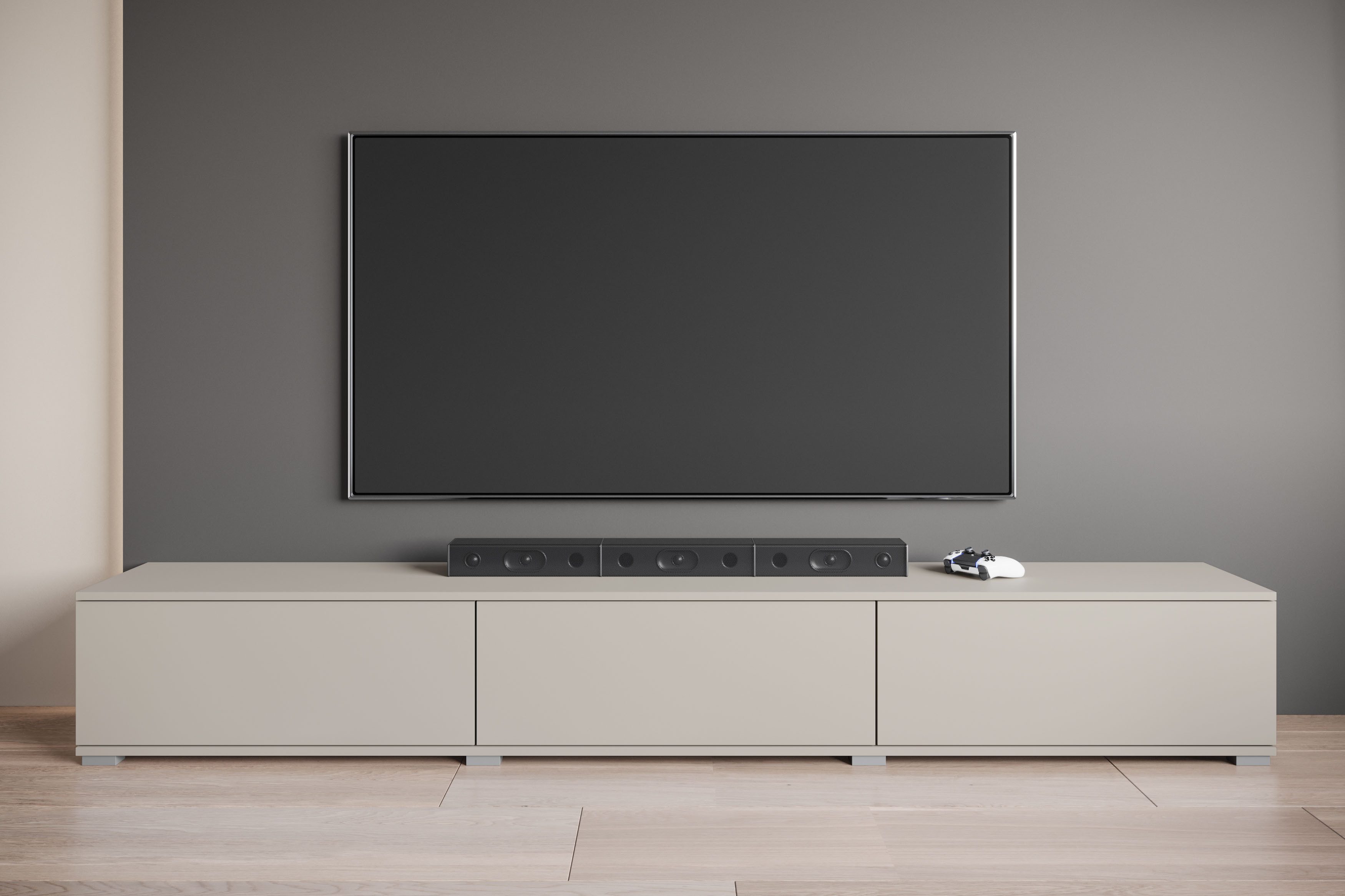 OTTO home Lowboard Kenia TV-Schrank, 220 cm breit, mit 3 Klappen (1 St), Stand- oder Hängemontage, stilvolles Design – Bild 3 von 5