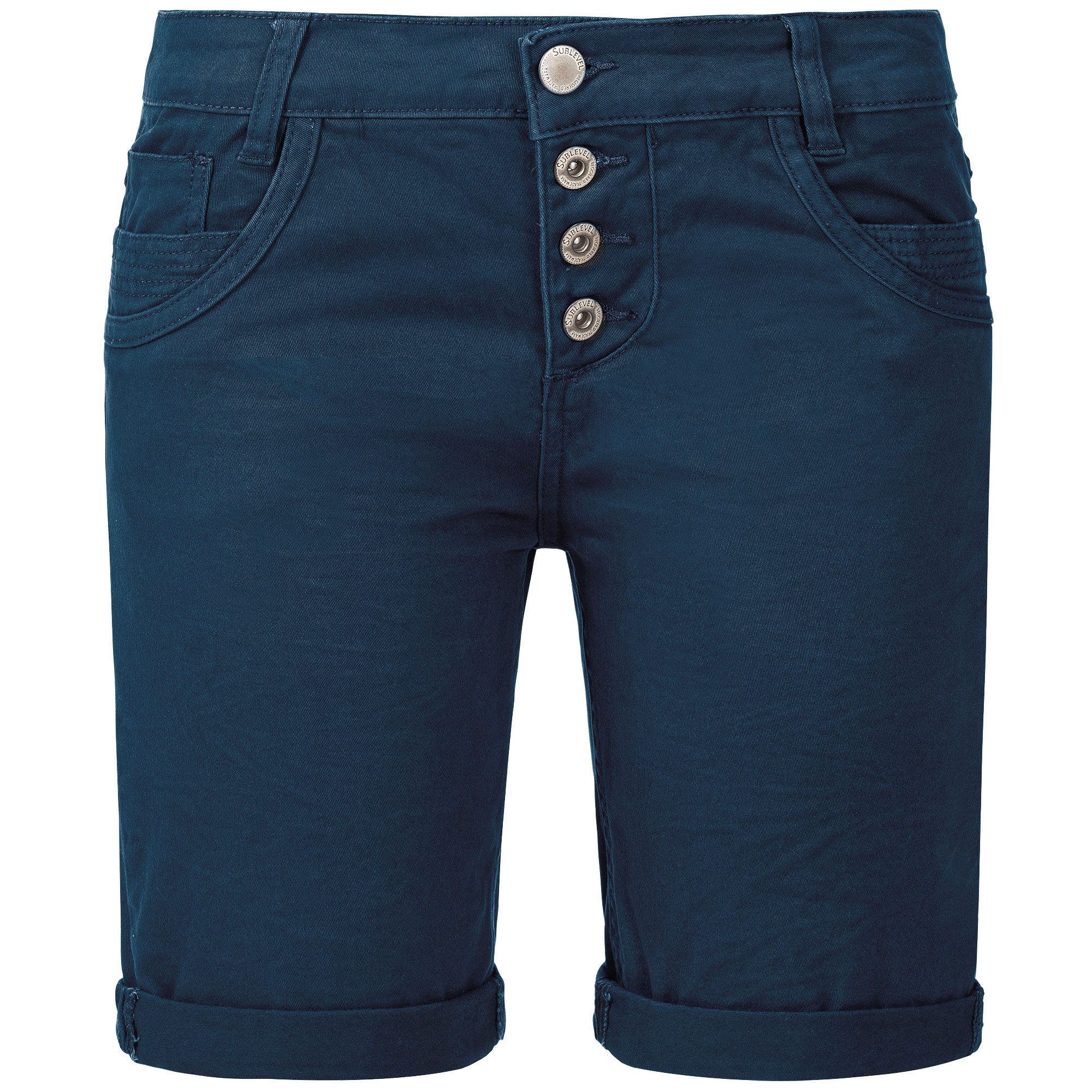 SUBLEVEL Shorts Damen Bermudas kurze Hose Baumwolle Jeans Sommer Chino Stoff Elastisch, Flex, Bequem