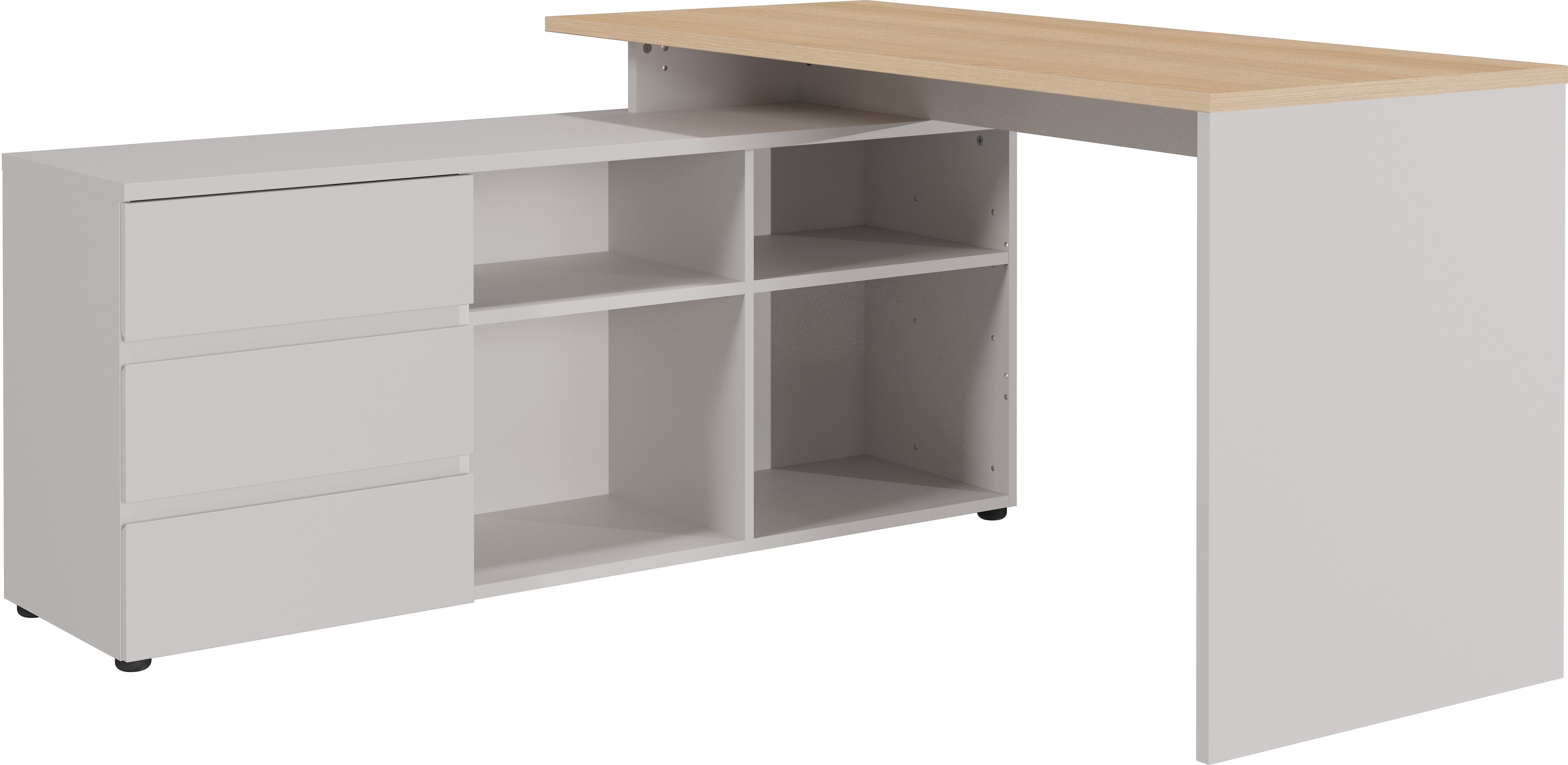 GERMANIA Eckschreibtisch Lissabon, Winkelschreibtisch mit integriertem Sideboard