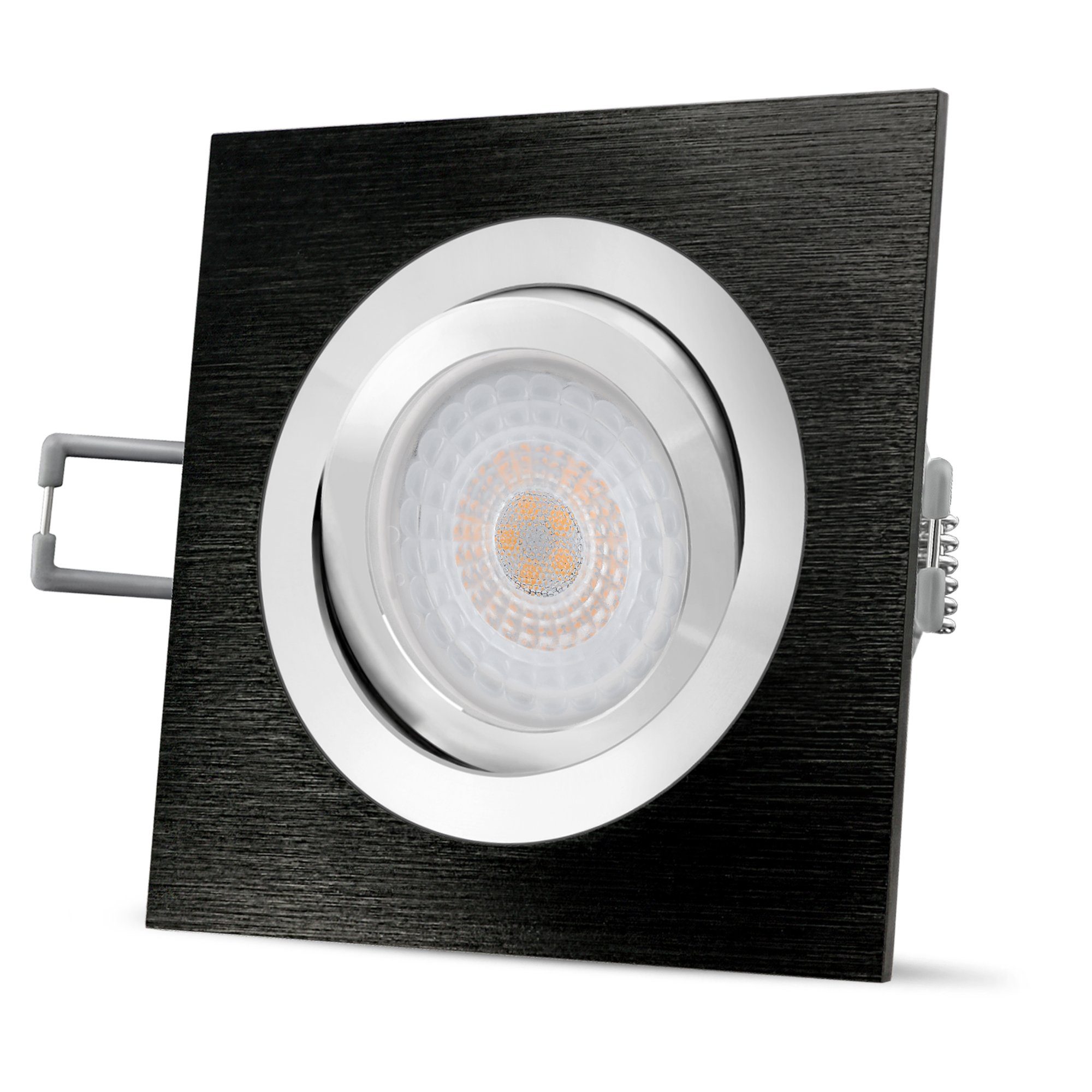 SSC-LUXon LED Einbaustrahler & LED gebuerstet, schwarz flach Einbauspot Neutralweiß QF-2 schwenkbar