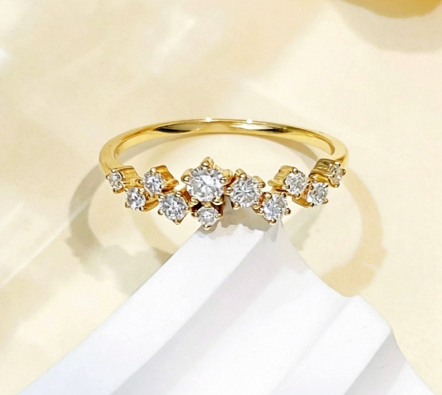 Jumpeak Diamantring 14K Gold,imLabor gezüchteter Diamant,Verlobungsring als Geschenk, D/E VVS/VS 3EX,Verlobungsring,Damenring,Hochzeitsgeschenk