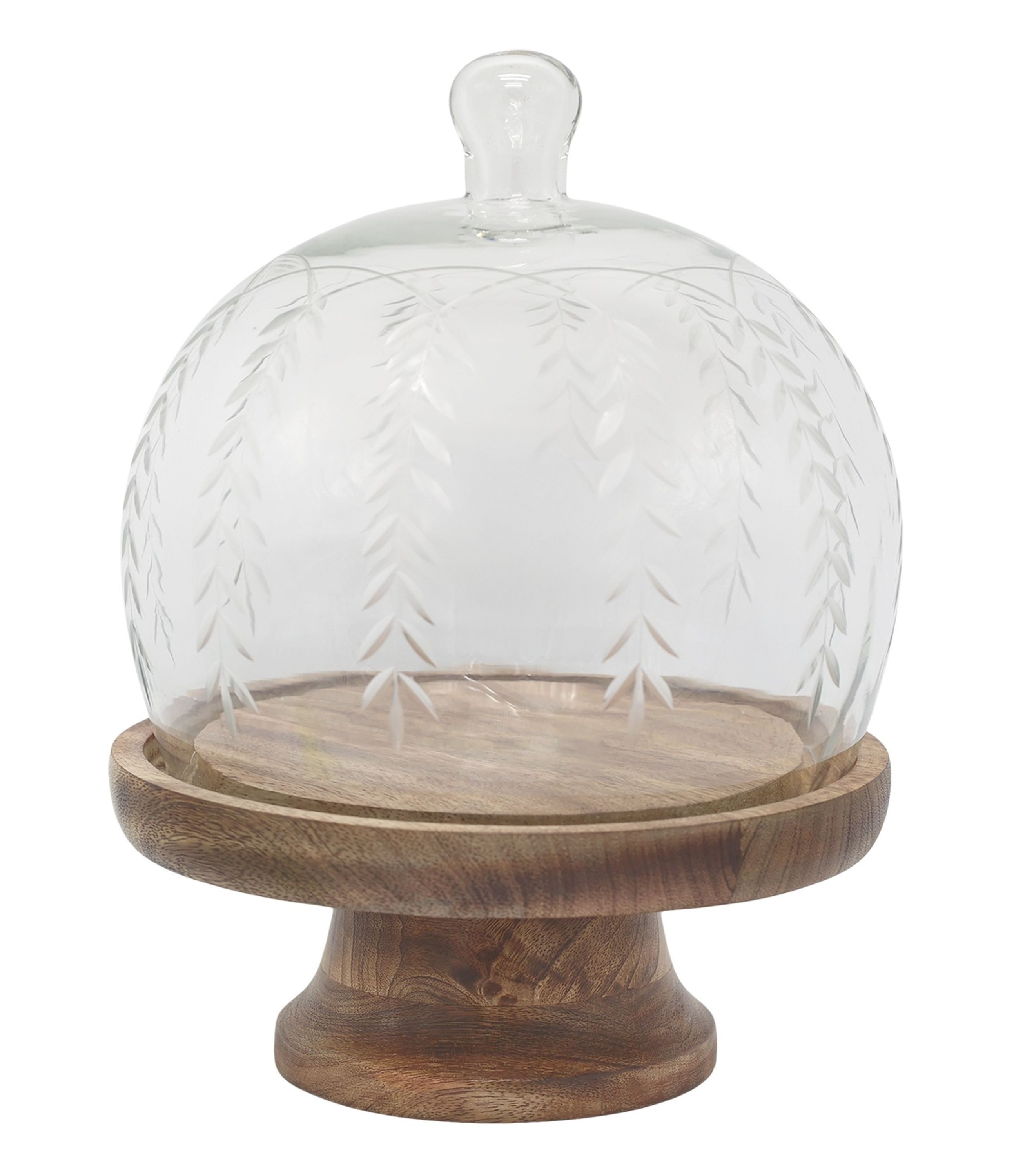 Chic Antique Tortenplatte Chic Antique - Glasglocke Glashaube D 20cm mit Platte auf Fuß aus, Glas, Holz