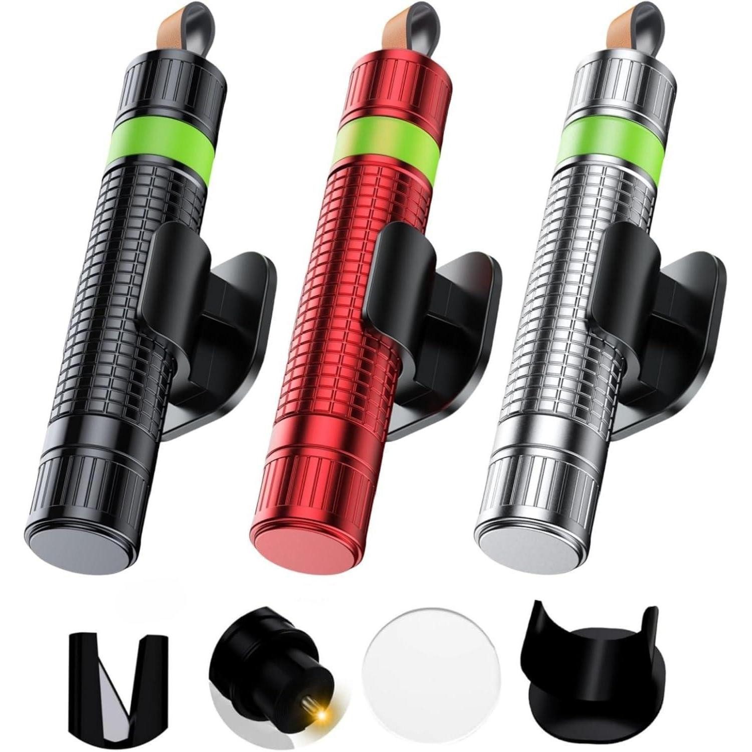 LuxusKollektion Multitool Notfallhammer 2in1 Gurtschneider Fensterbrecher 3er Set leuchtend