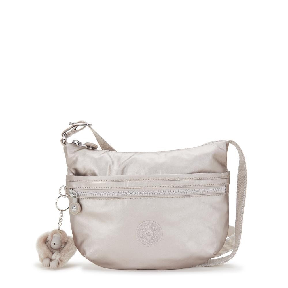 KIPLING Schultertasche ARTO S, Umhängetasche, Metallic Glow (beige), Schultertasche Reißverschluss