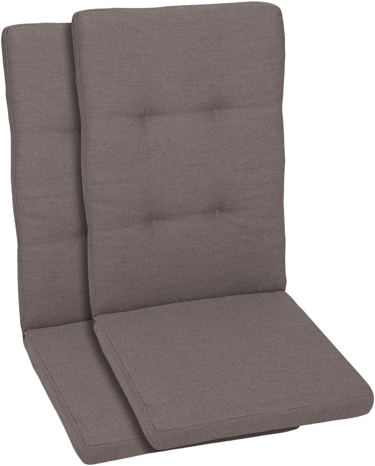 GO-DE Hochlehnerauflage, (Spar-Set, 2 St), Uni Bouclé taupe - Maße BxLxH ca.: 50 cm x 120 cm x 7 cm
