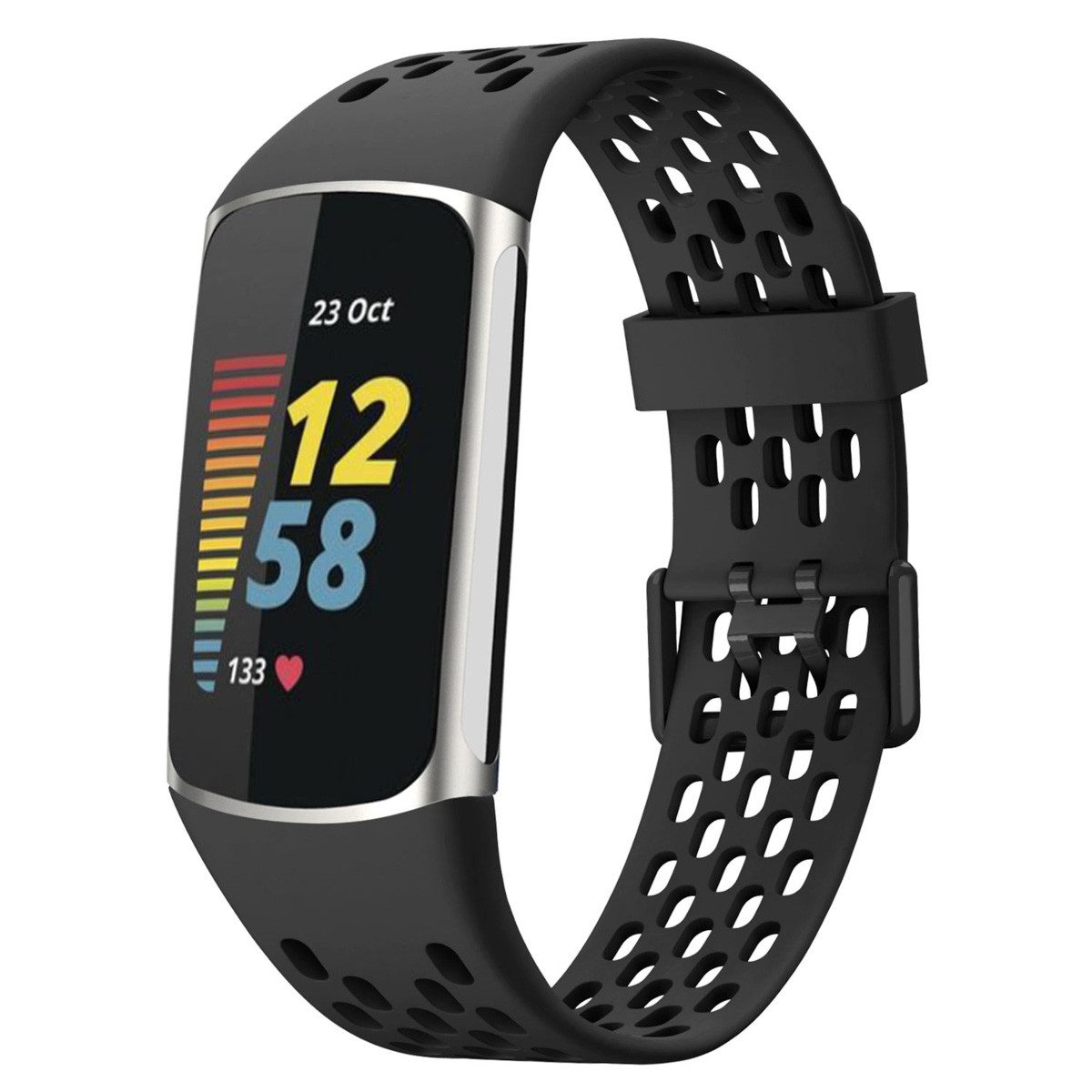 imoshion Smartwatch-Armband imoshion Silikon-Sportarmband mit Löchern für Fitbit Charge 5 / 6 - Sc