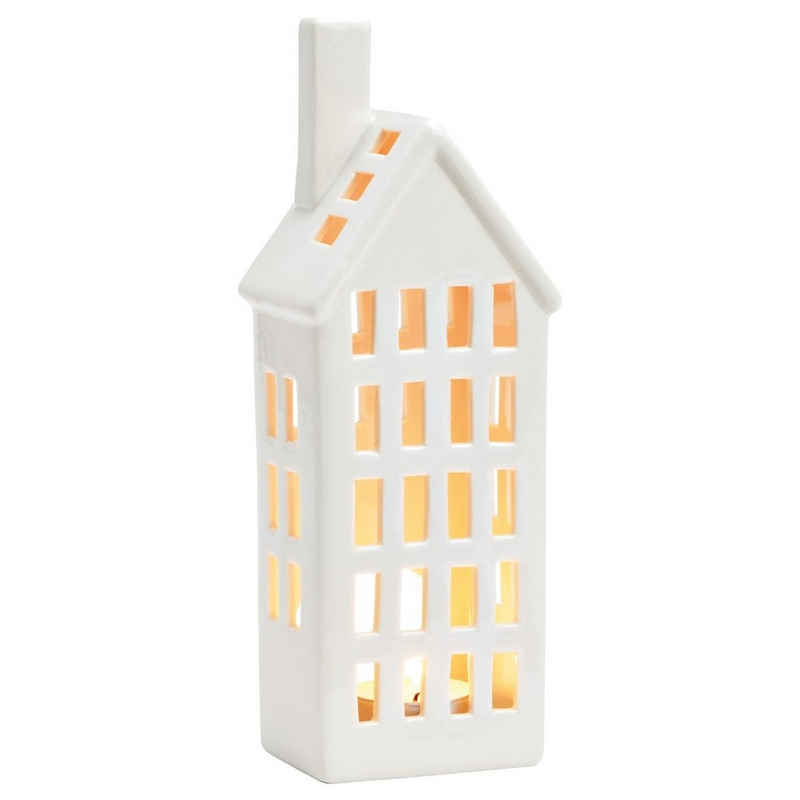 matches21 HOME & HOBBY Kerzenhalter Windlicht für Teelichter in weiß aus Porzellan in 8x22x6 cm
