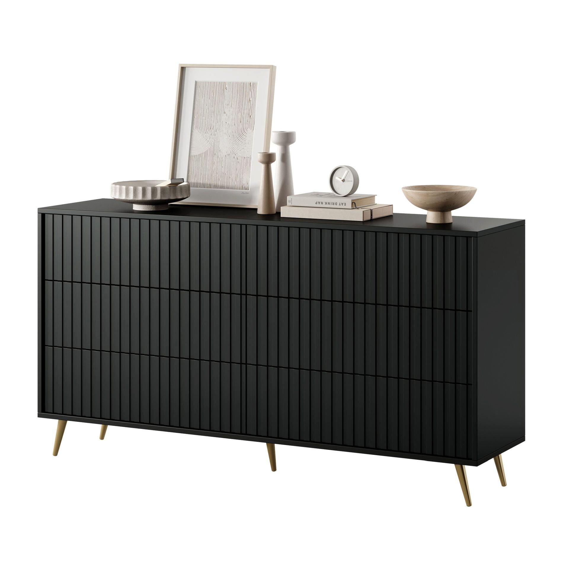Selsey Kommode BELLO, Kommode mit Lamellenfront & Metallbeinen, mattes Design