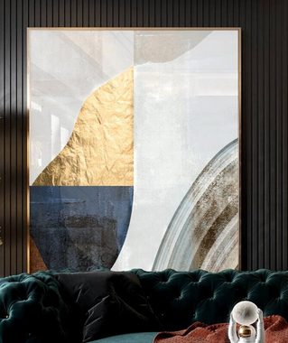 TPFLiving Kunstdruck (OHNE RAHMEN) Poster - Leinwand - Wandbild, Nordic Art - Abstrakte Formen - (9 Motive in 5 verschiedenen Größen zur Auswahl - Bilder Wohnzimmer), Farben: Schwarz, Weis, Grau, Gold, Blau - Größe: 50x70cm