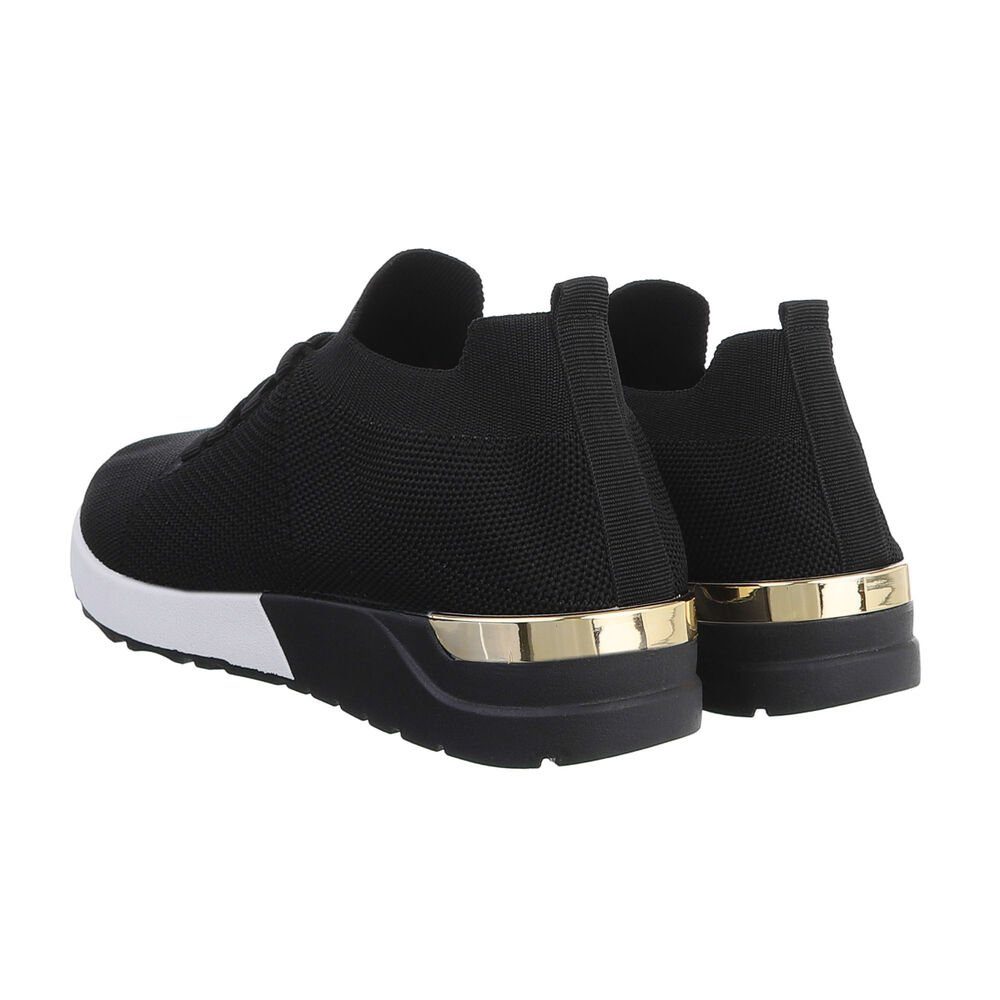 Ital-Design Flach Low-Top Sneaker Sneakers Low Freizeit in Schwarz Damen