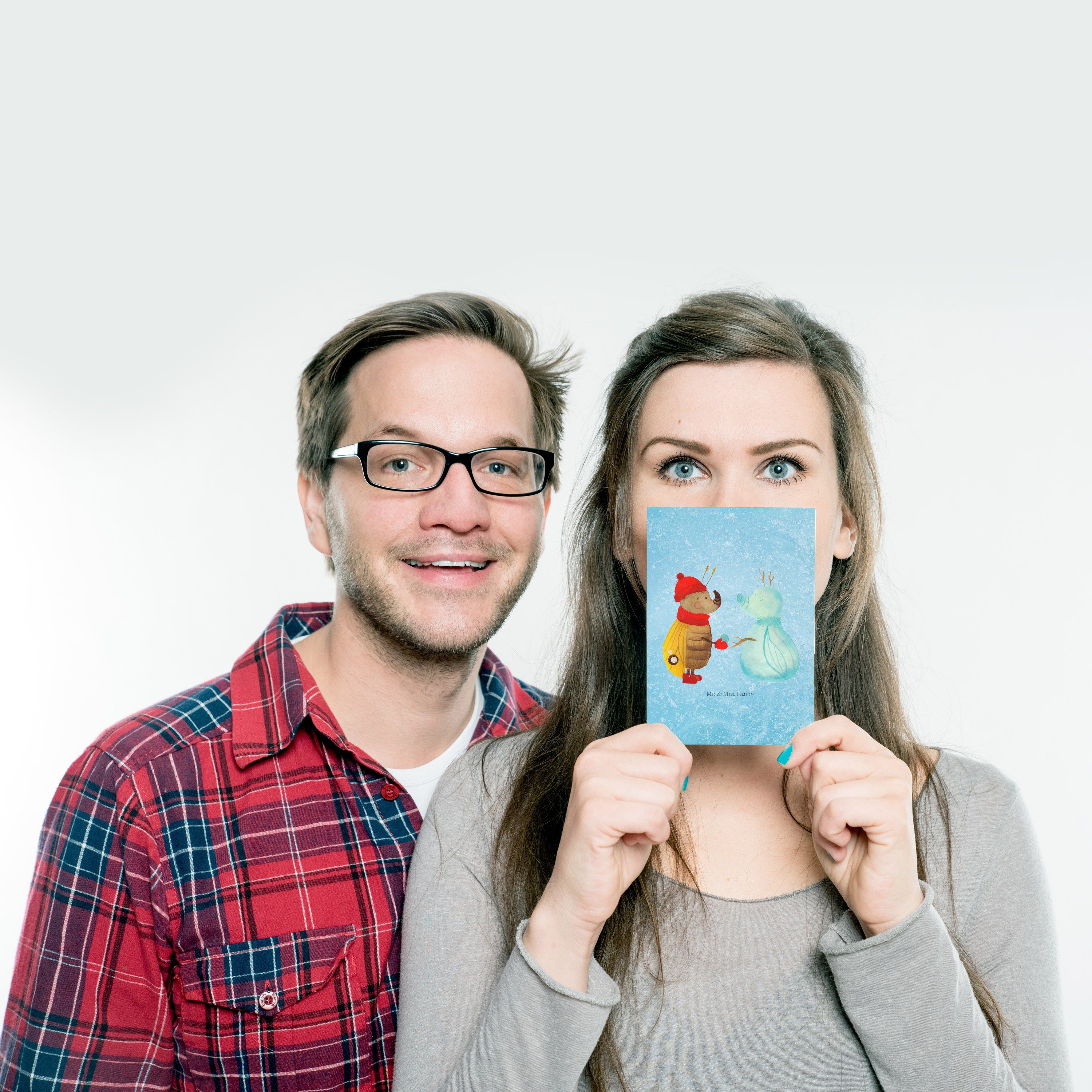 Mr. & Mrs. Panda Schneemann Postkarte - - Eisblau Nachtfalter Einladungskarte, Geburt Geschenk