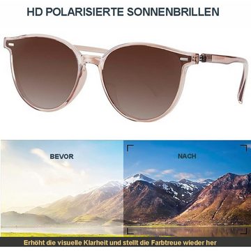 Fivejoy Sonnenbrille Retro Runde Polarisierte Sonnenbrille Damen Herren UV400 Schutz