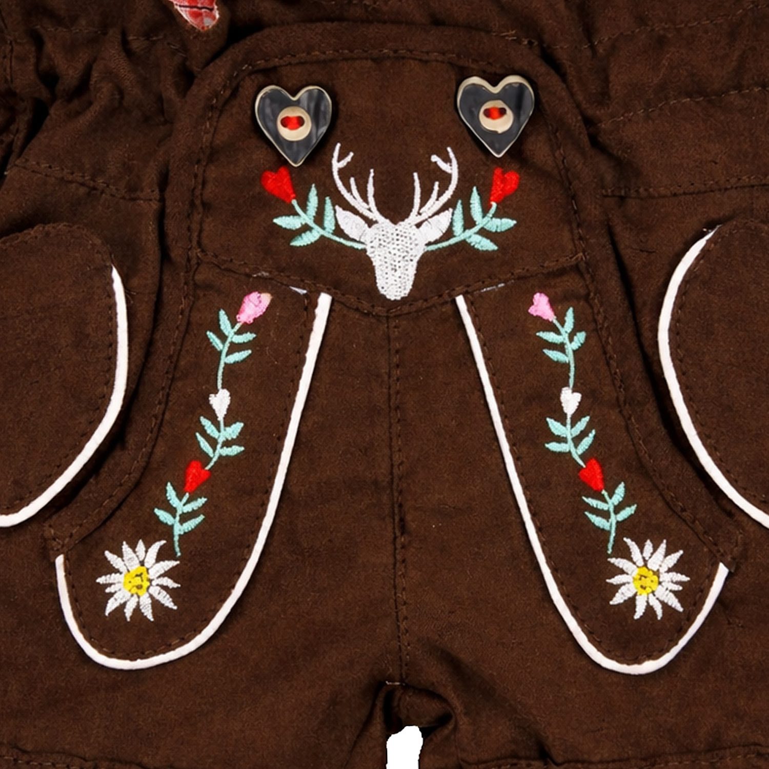 BONDI Trachtenlederhose Mädchen Kunstleder Shorts Hose 'Hirsch' 86855, Br – Bild 5 von 5