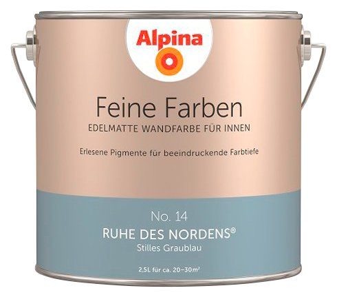 Alpina Wand- und Deckenfarbe Feine Farben No.14 Ruhe des Nordens®, Stilles Graublau, edelmatt, 2,5 Liter Ruhe des Nordens No. 14