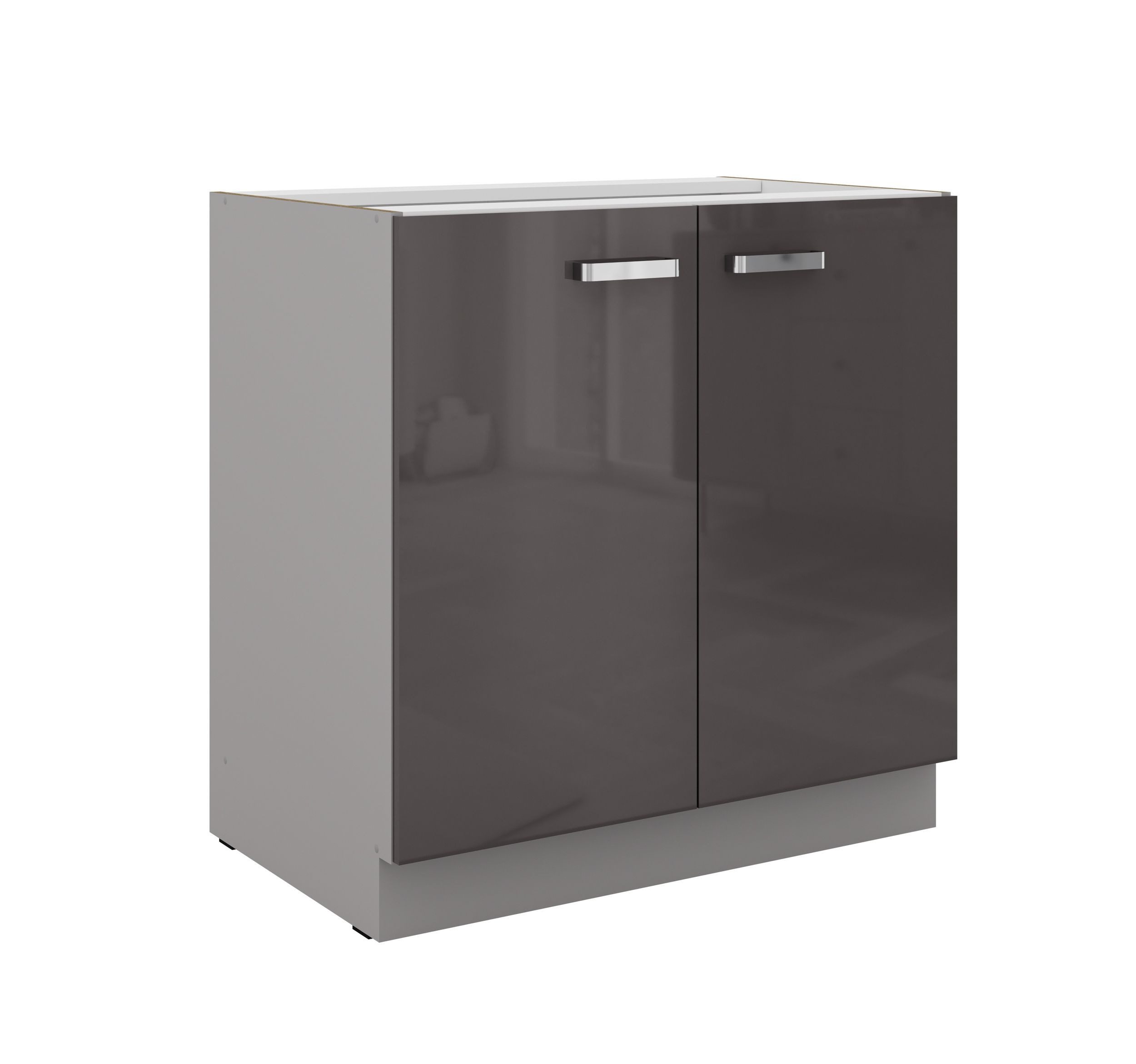 Küchen-Preisbombe Unterschrank 80 cm Küche Bianca Grey Grau Hochglanz Küchenzeile Küchenblock