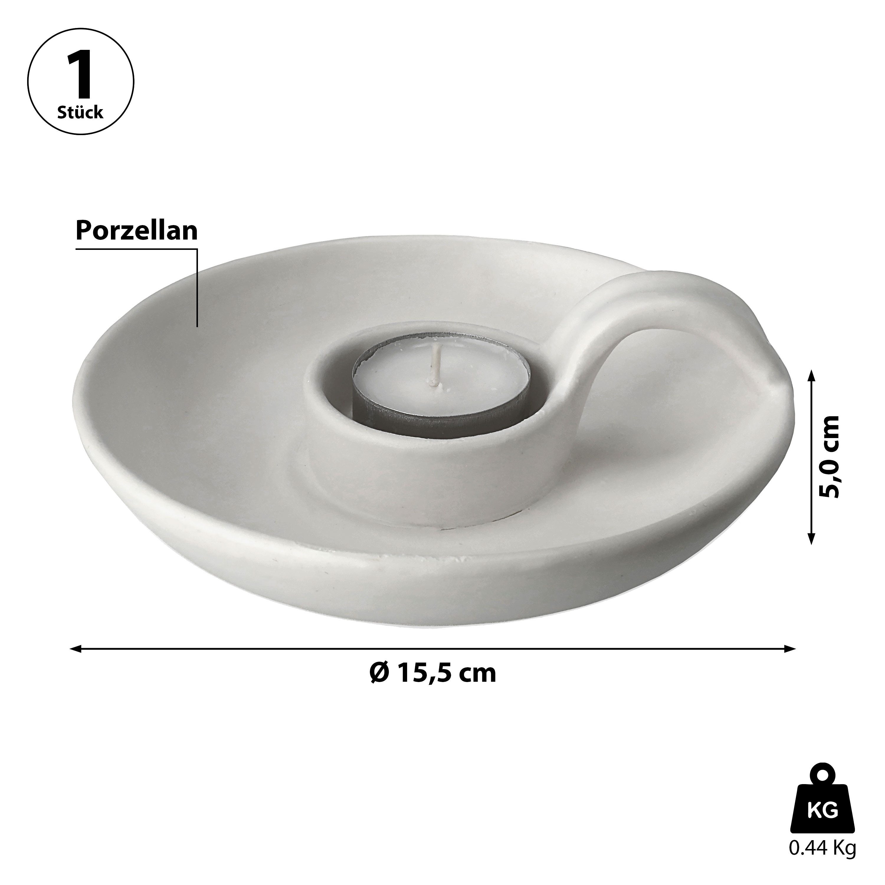 CEPEWA Aschenbecher Teelichthalter Aschenbecher Porzellan weiß Ø15,5x5cm Teelicht Ascher