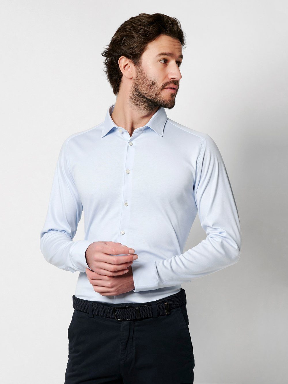 DESOTO Langarmhemd Jerseyhemd Casual Kent langarm Flexibler Stretch