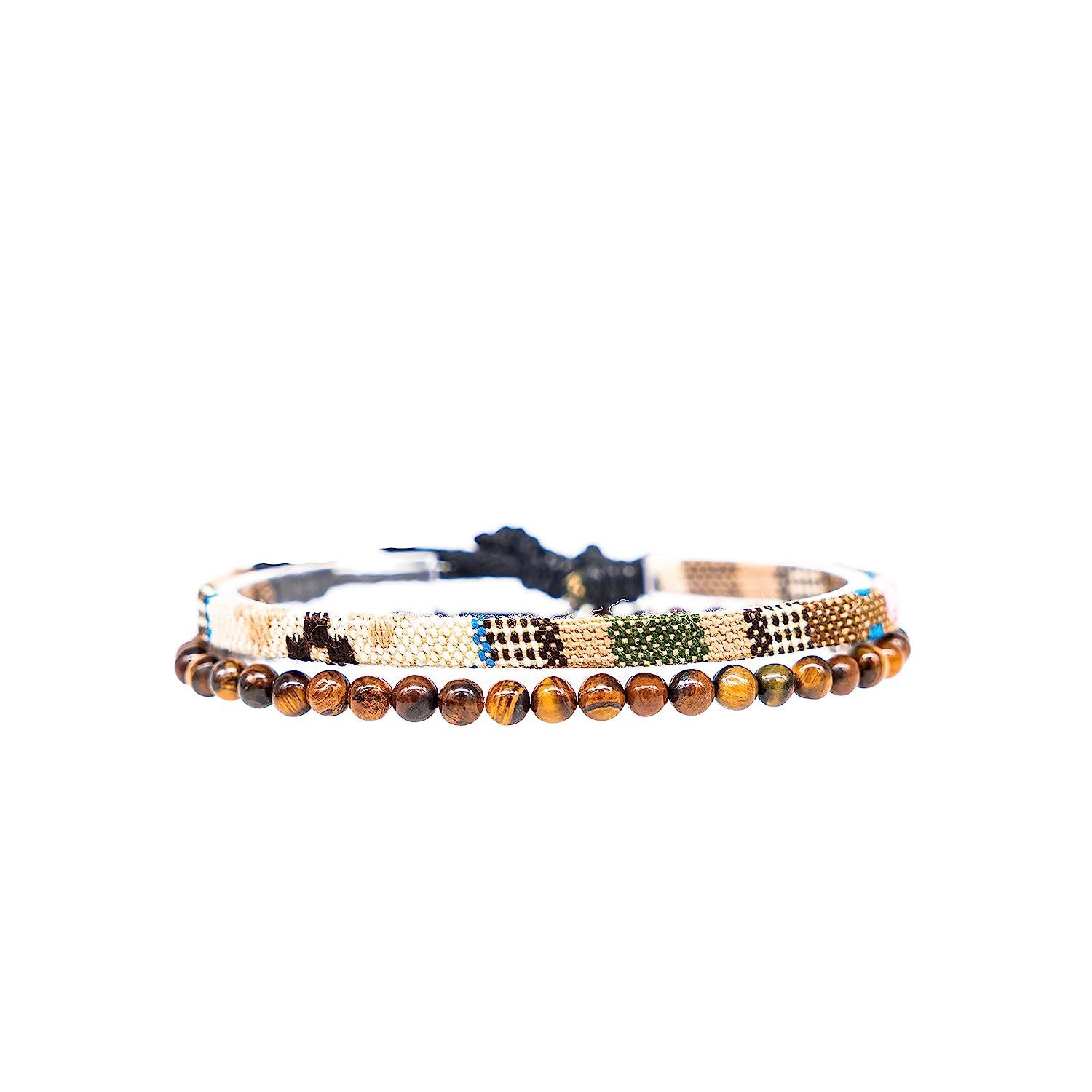 Made by Nami Armband Set 2x Surfer Armband Herren & Damen Tigerauge Perlenarmband Boho Armband (2), Festival Schmuck Hippie Herren Armband Sommer