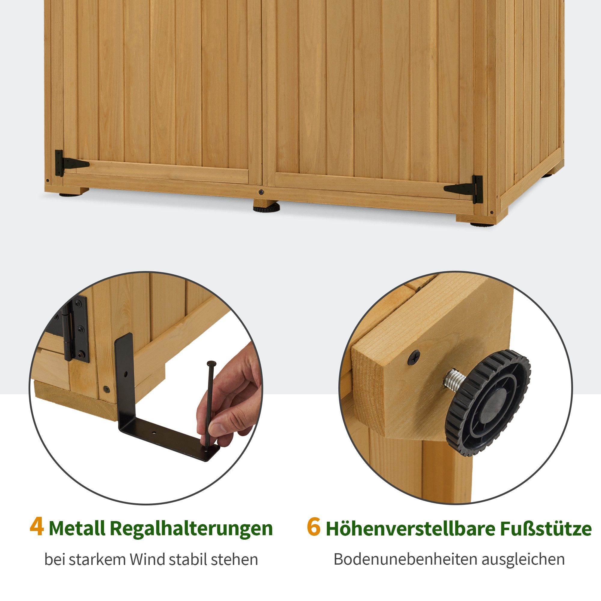 MCombo Gerätehaus M MCombo Gartenschrank Gartenhaus Holz 0912, 127×59×168 cm, Gartenhaus Klein Wetterfest, Outdoor – Bild 5 von 5