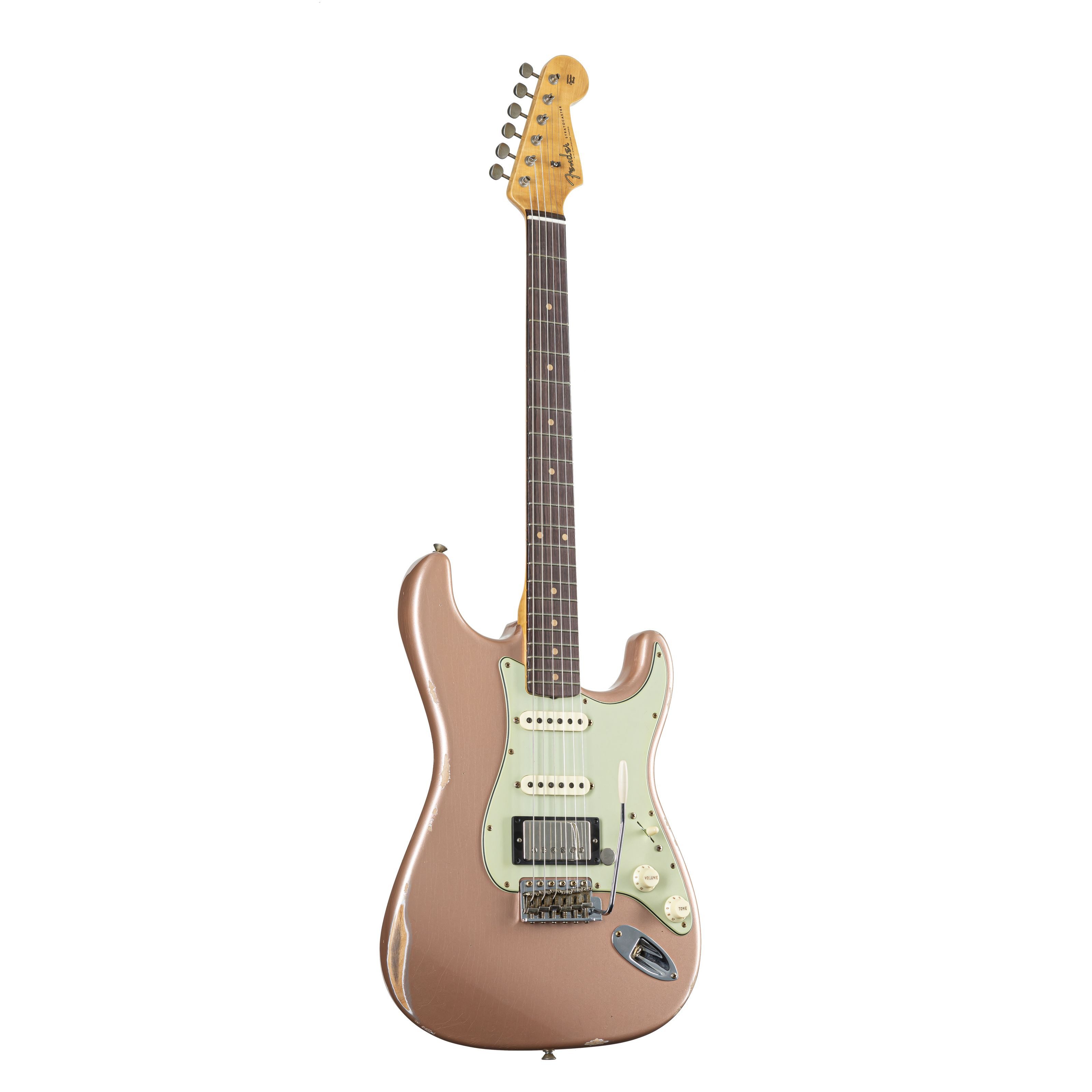 Fender E-Gitarre, E-Gitarren, Premium-Instrumente, LTD '59 Stratocaster HSS Relic RW Shell Pink Metallic #CZ585769 -