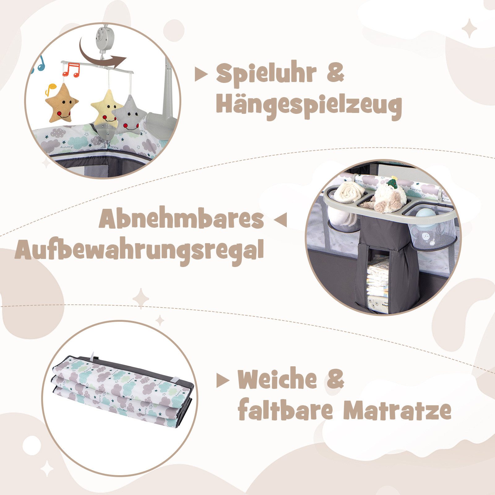 COSTWAY Baby-Reisebett 2 Ebenen 4 in günstig online kaufen