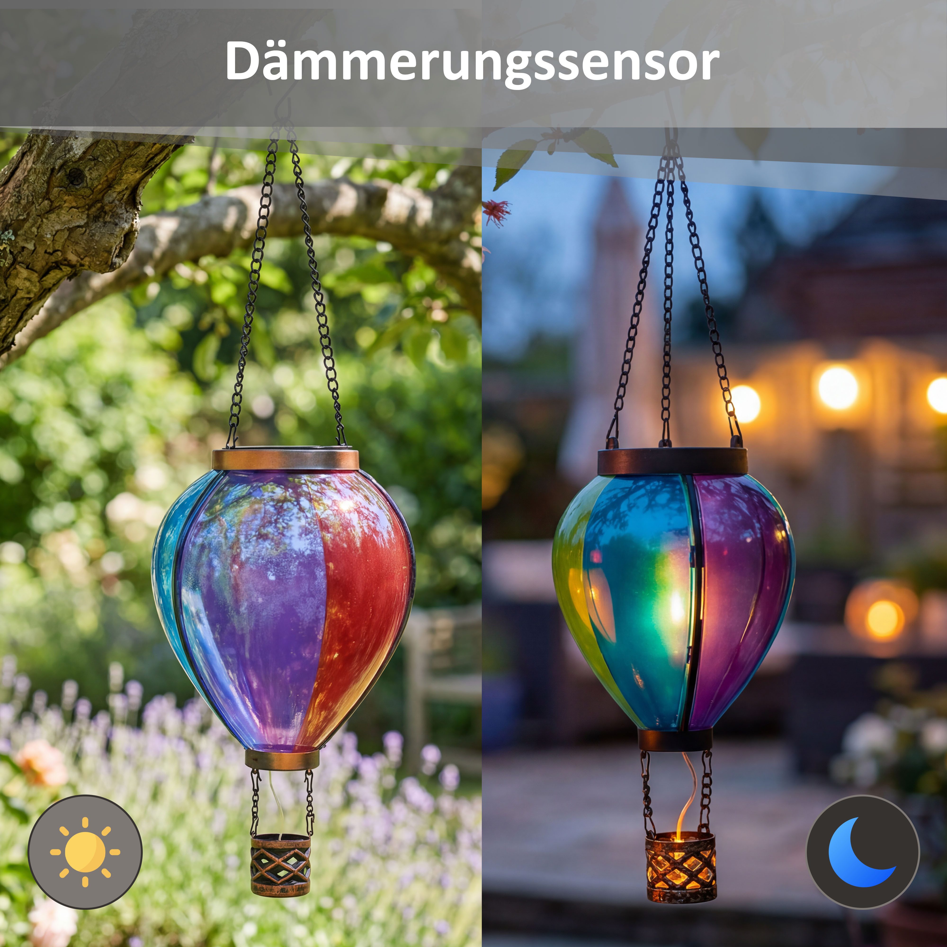 Northpoint LED Solarleuchte Heißluftballon 3er-Set Flammeneffekt ...