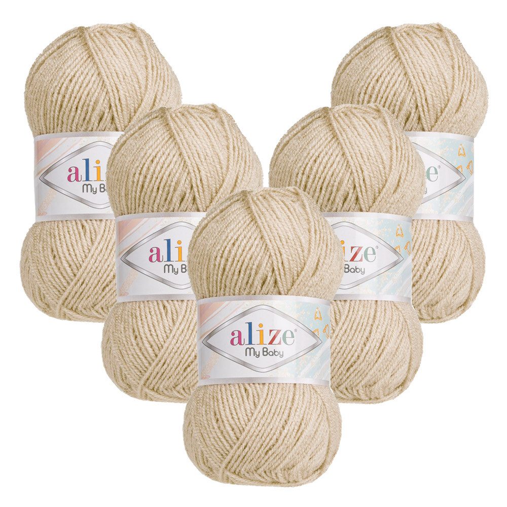 Alize 5 x ALIZE My Baby Häkelwolle, 750 m, Handstrickgarn,Für Allergiker,Yarn