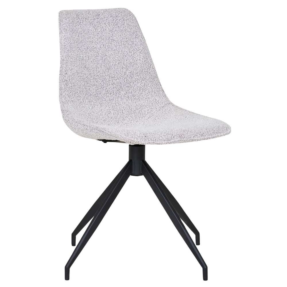 LebensWohnArt Stuhl Modernes 2er-Set Drehstuhl CANNES sand Bouclé Schalensitz