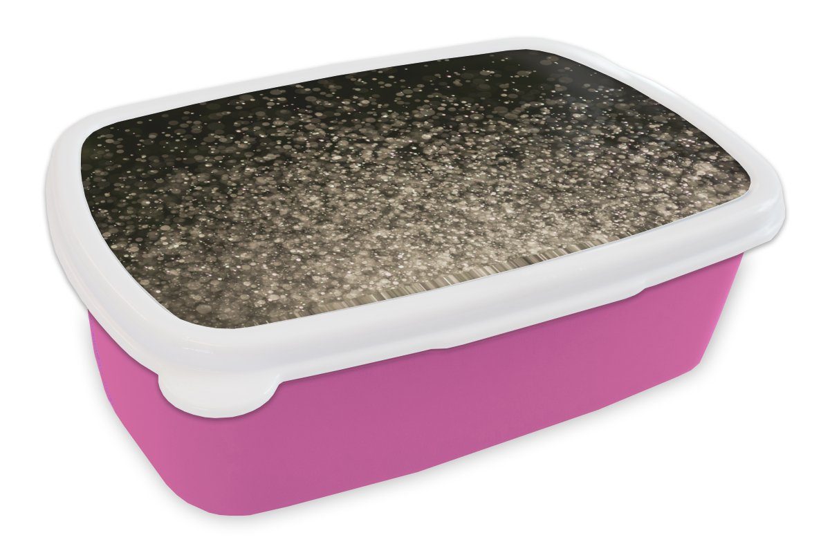 MuchoWow Lunchbox Glitzer - Abstrakt - Design, Kunststoff, (2-tlg), Brotbox für Erwachsene, Brotdose Kinder, Snackbox, Mädchen, Kunststoff rosa