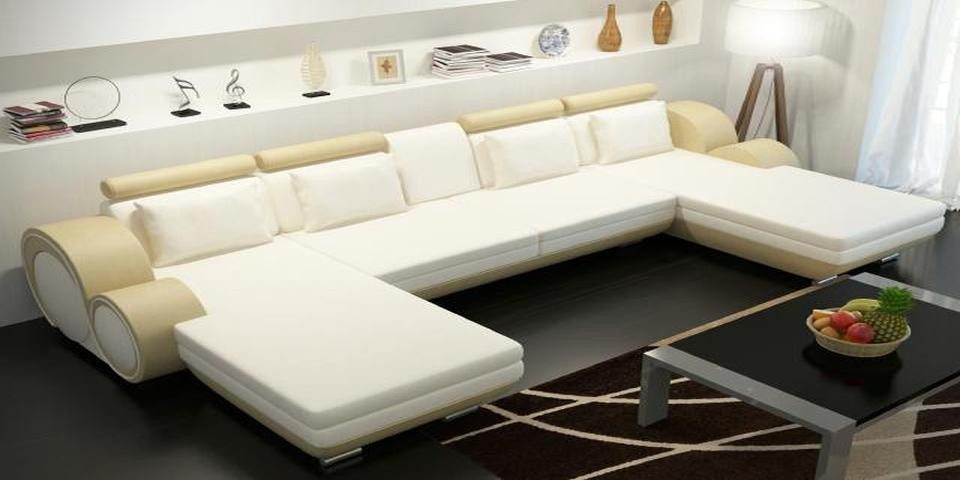 Xlmoebel Wohnlandschaft Ledersofa Berlin in U-Form mit Leder-Eckteil und USB-Anschluss, Hergestellt in Europa