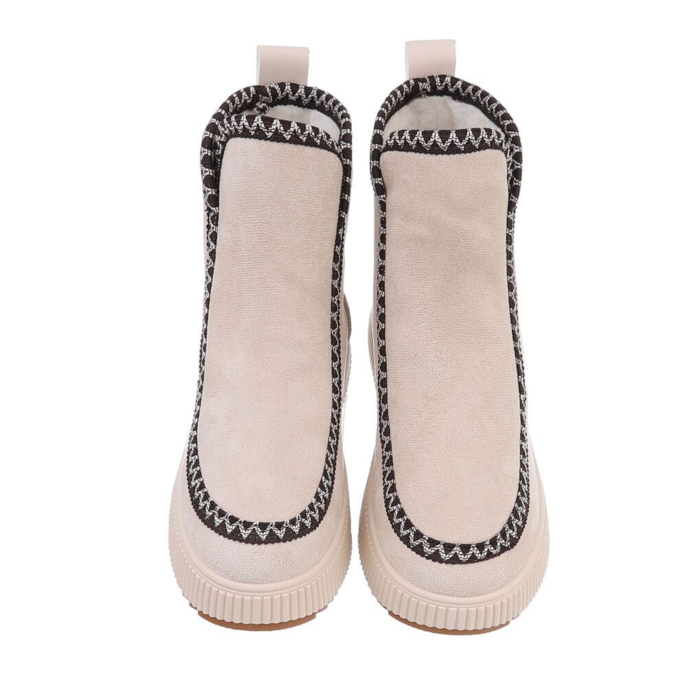 Ital-Design Damen Freizeit Plateaustiefelette (87214685) Flach Plateaustiefeletten in Beige